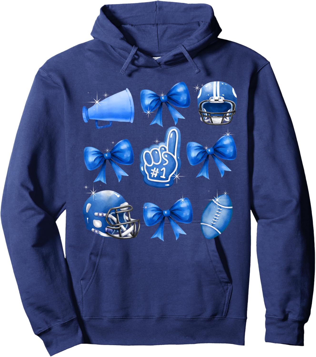 Football Coquette Bow Football Mom Game Day Women Girls Kids Hoodie - Hoodie | Navy