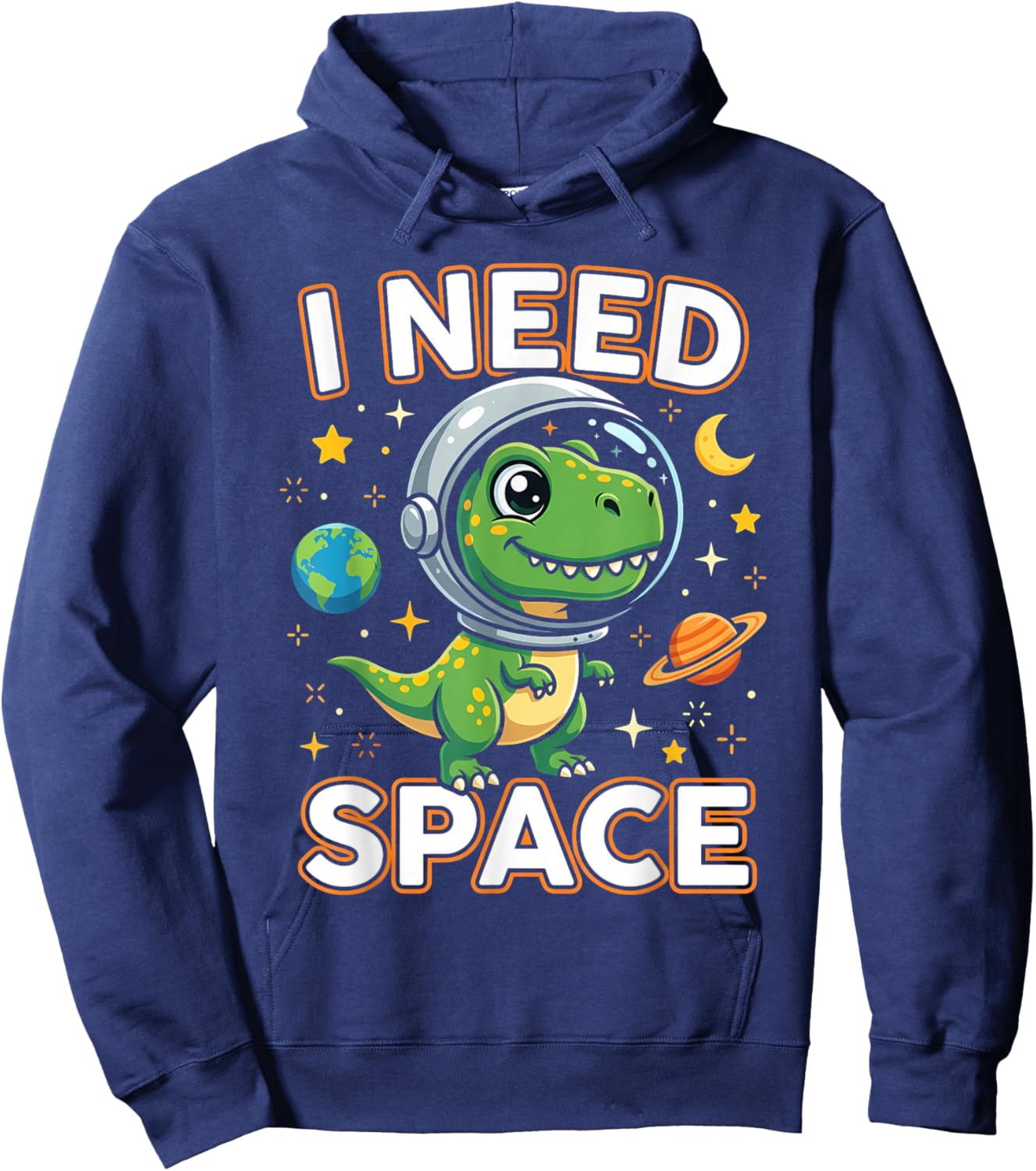 I Need Space Cute Dino Astronaut Hoodie - Hoodie | Navy