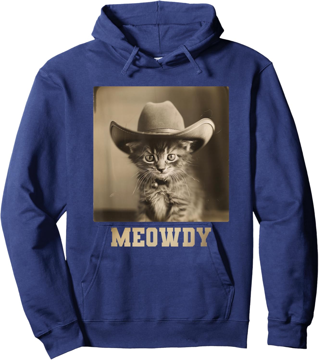 Vintage Meowdy Cat Hoodie - Hoodie | Navy