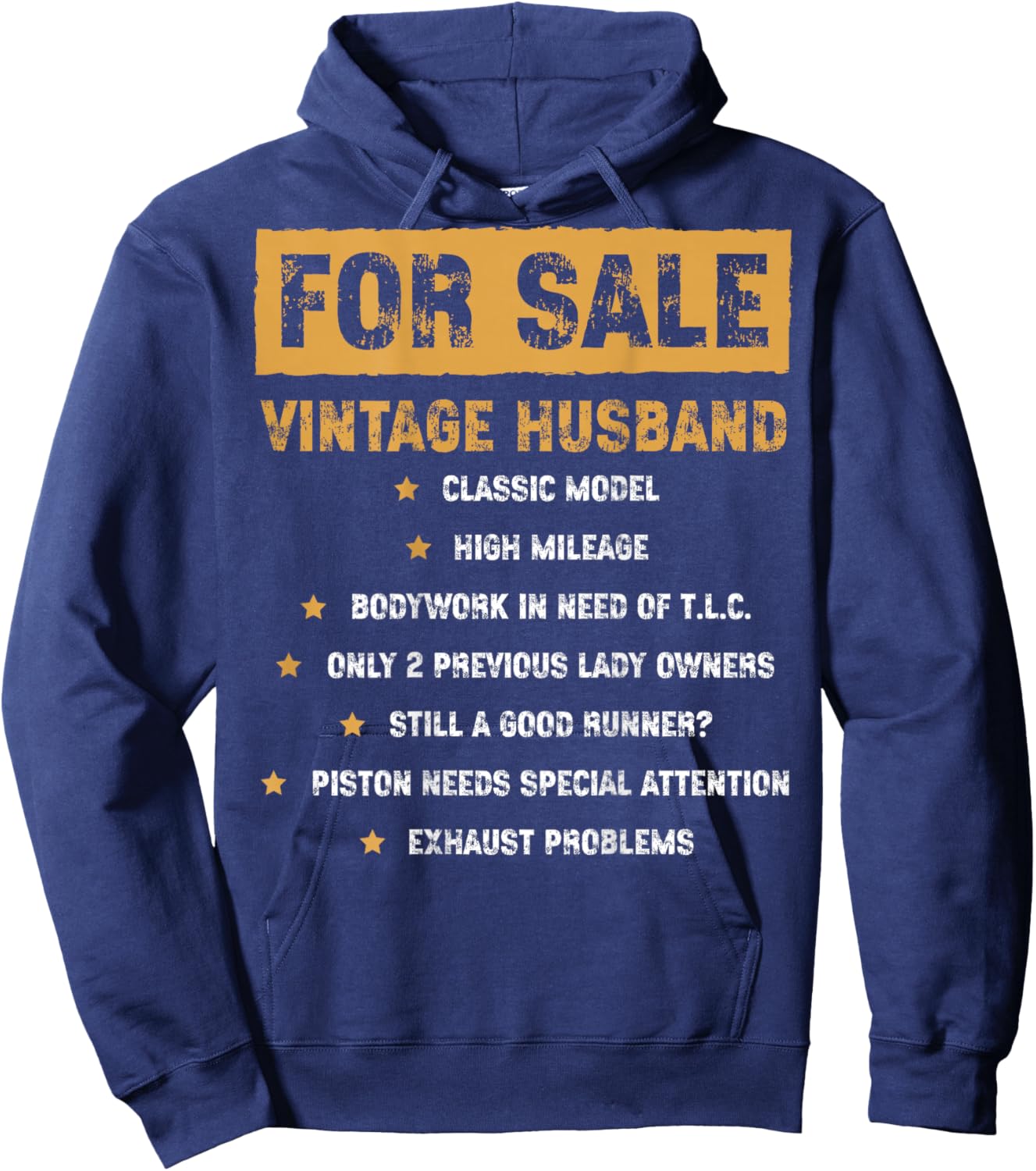 (ON Back) for Sale Vintage Husband Classic Model Fathers Day Hoodie - Hoodie | Navy