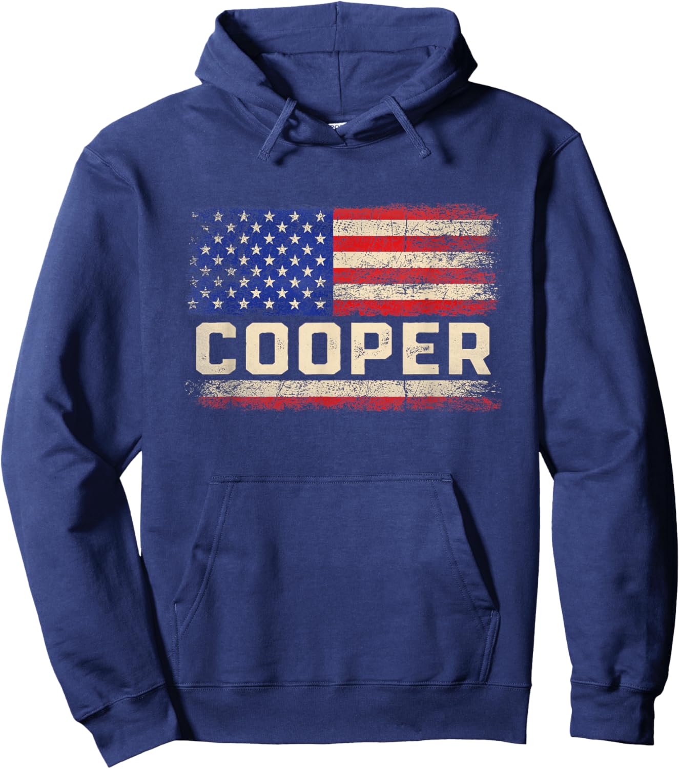 Cooper Last Name Shirt Cooper Name American Flag Hoodie - Hoodie | Navy