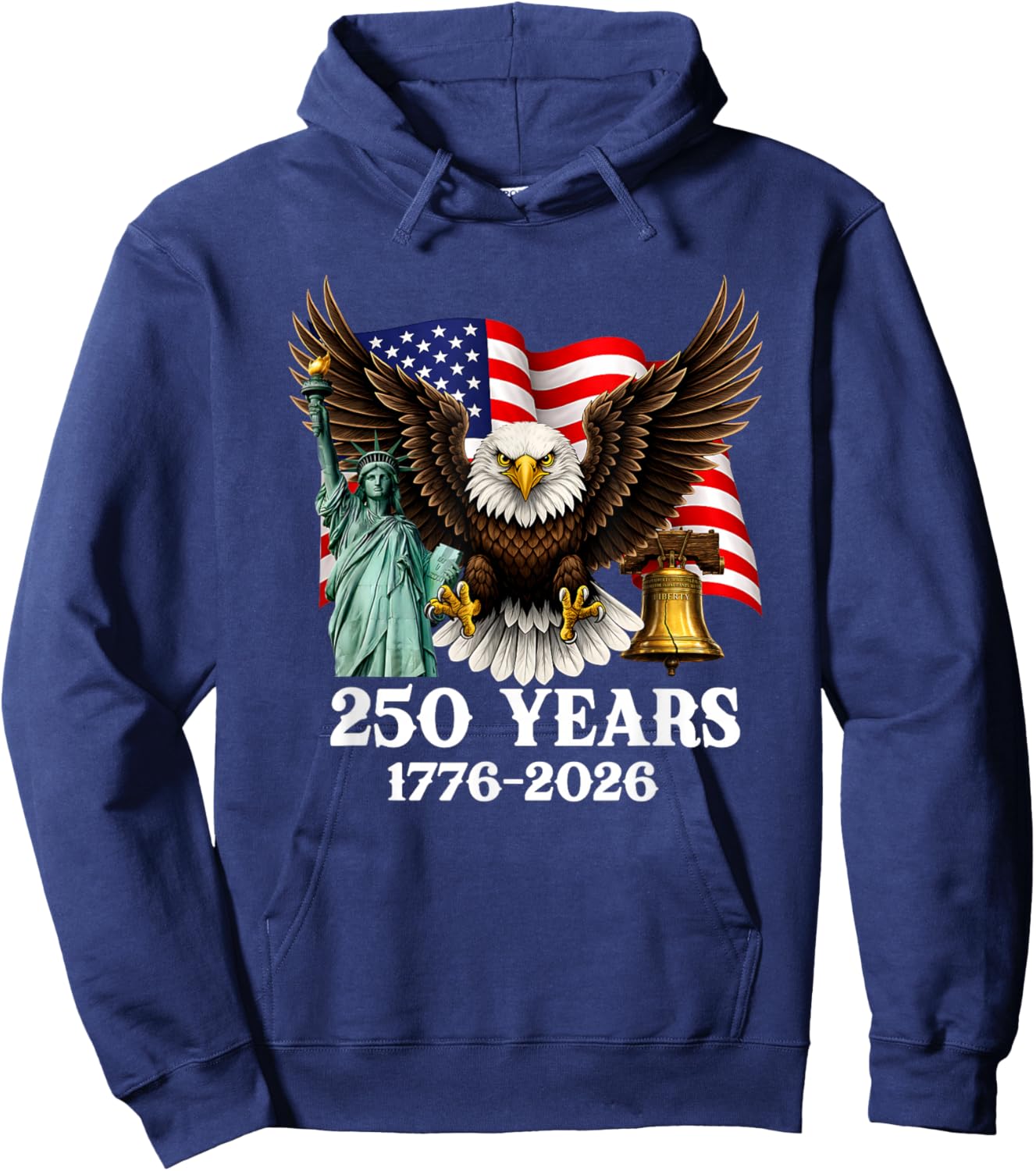 250 Years 1776-2026 250th Anniversary Patriotic 4th July Hoodie - Hoodie | Navy