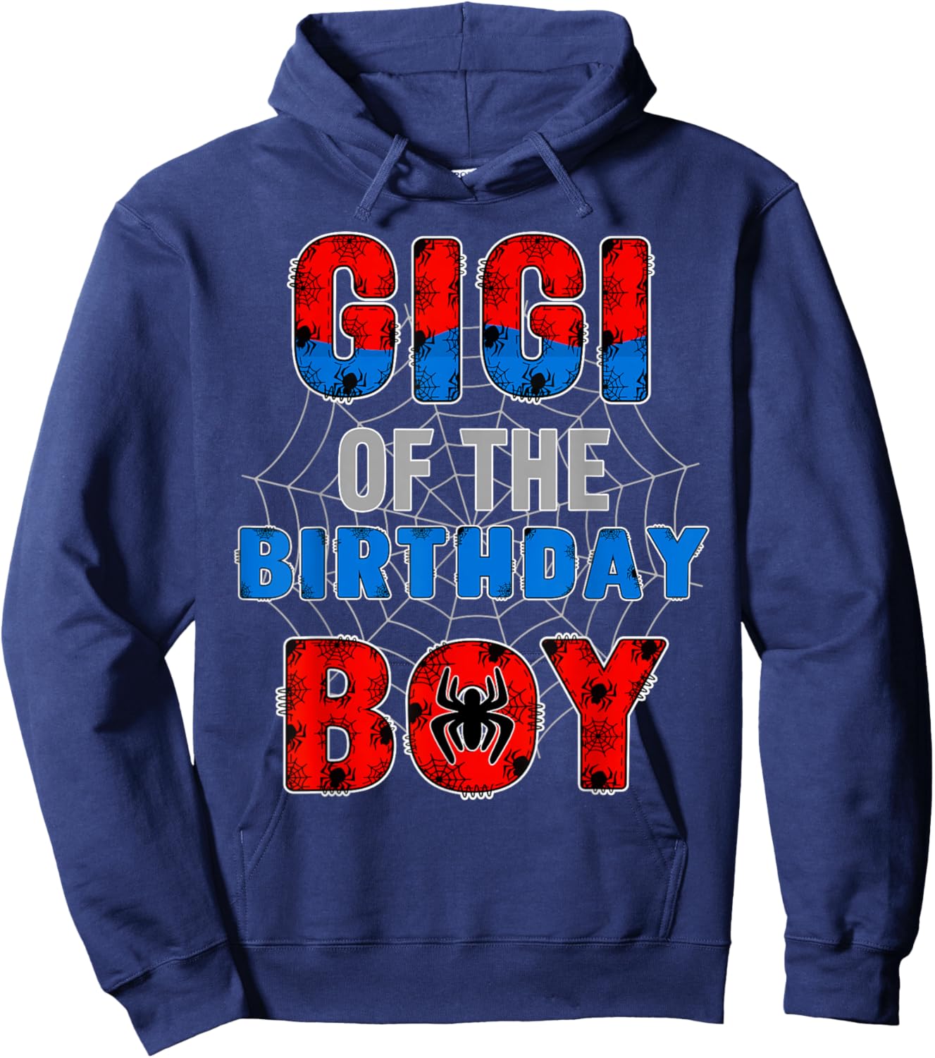 Gigi of the Birthday Boy Family Matching Spider Web Funny Hoodie - Hoodie | Navy