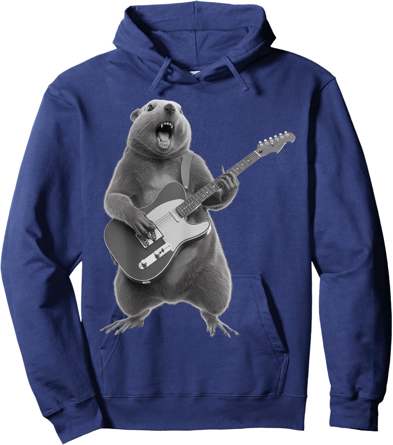 Groundhog Playing Guitar Rock Star Happy Groundhog Hoodie - Hoodie | Navy