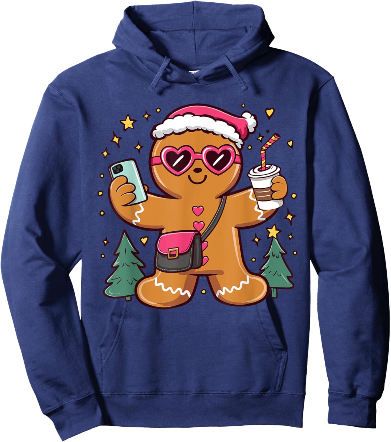 Gingerbread Man Cookie Santa Claus Hat Christmas Boys Girls Hoodie - Hoodie | Navy