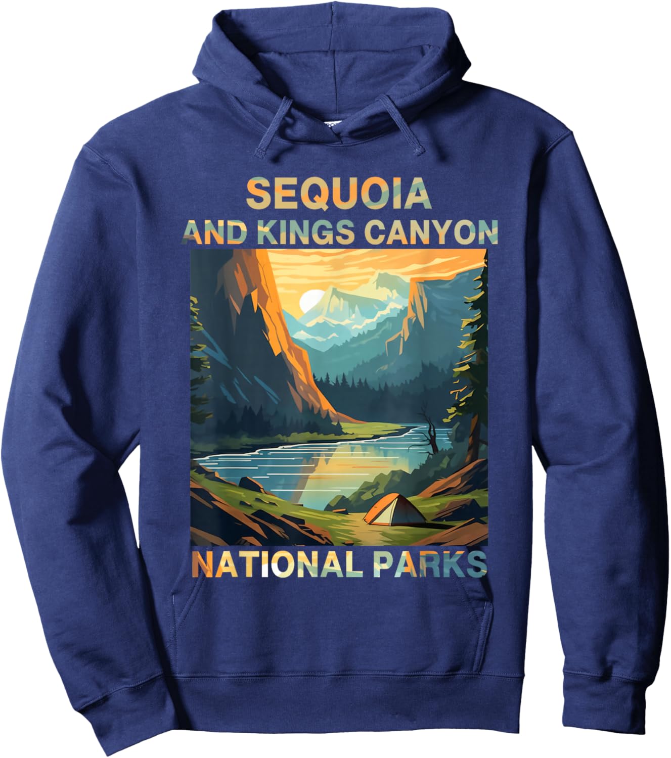 Retro Sequoia And Kings Canyon National Parks Hiking Hoodie - Hoodie | Navy
