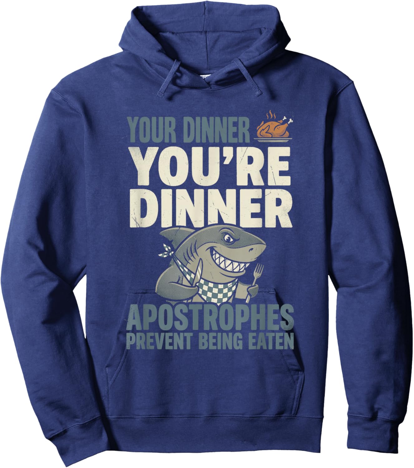 Funny Grammar Shark English Teacher Punctuation Humor Hoodie - Hoodie | Navy