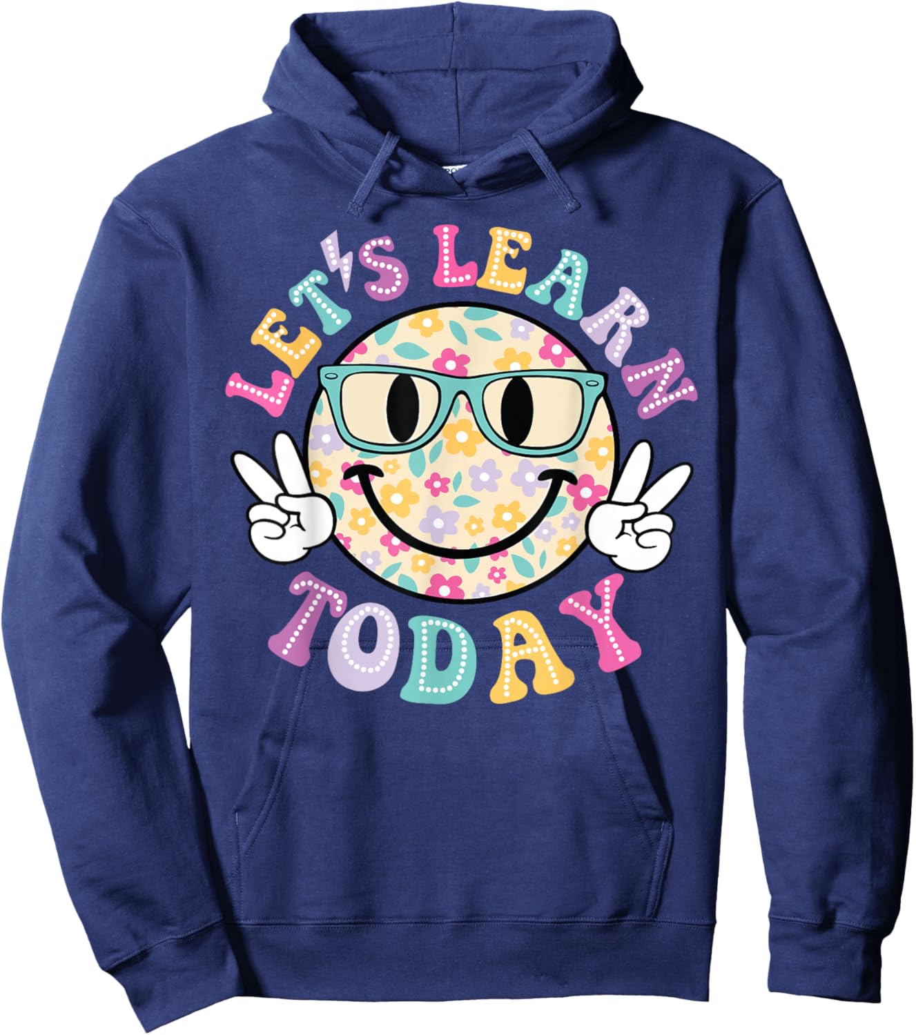 Groovy Retro Lets Learn Today Teacher Student Back To School Hoodie - Hoodie | Navy