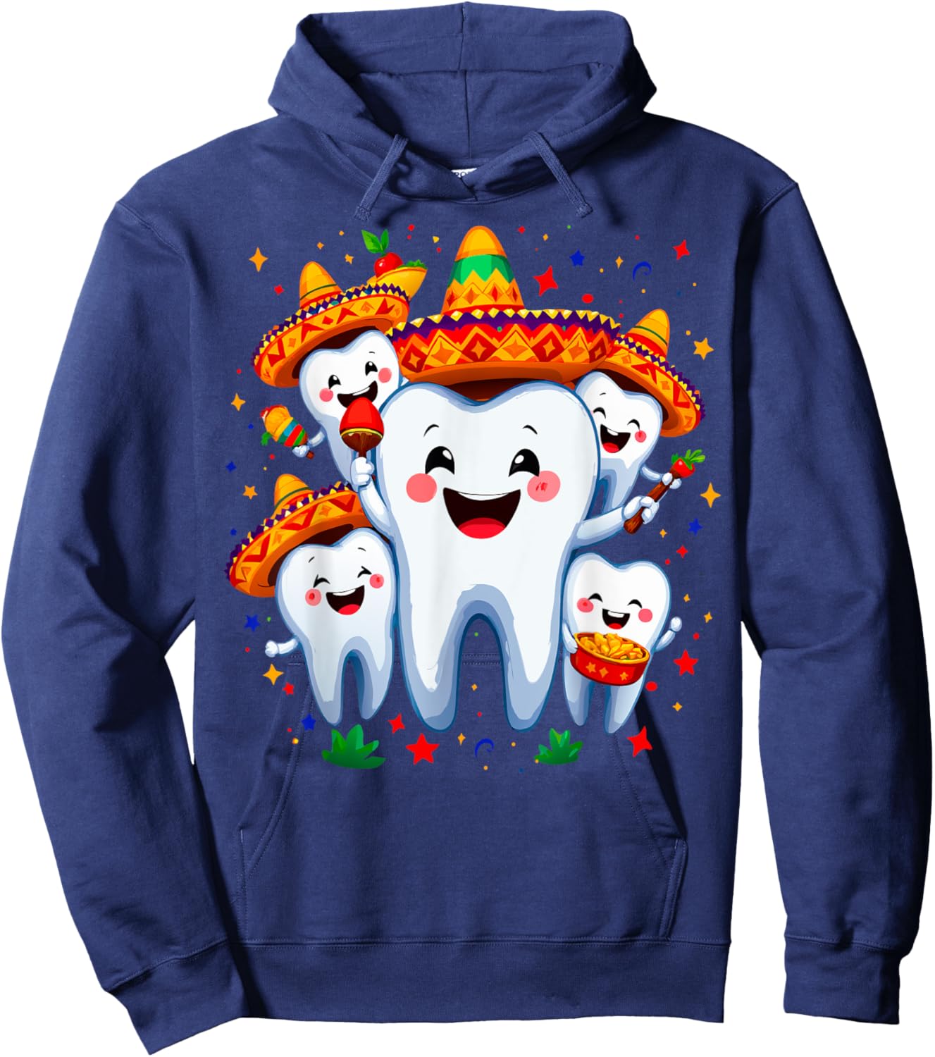 Funny Cinco de Mayo Dental Dentist Tooth Fiesta Sombrero Hoodie - Hoodie | Navy