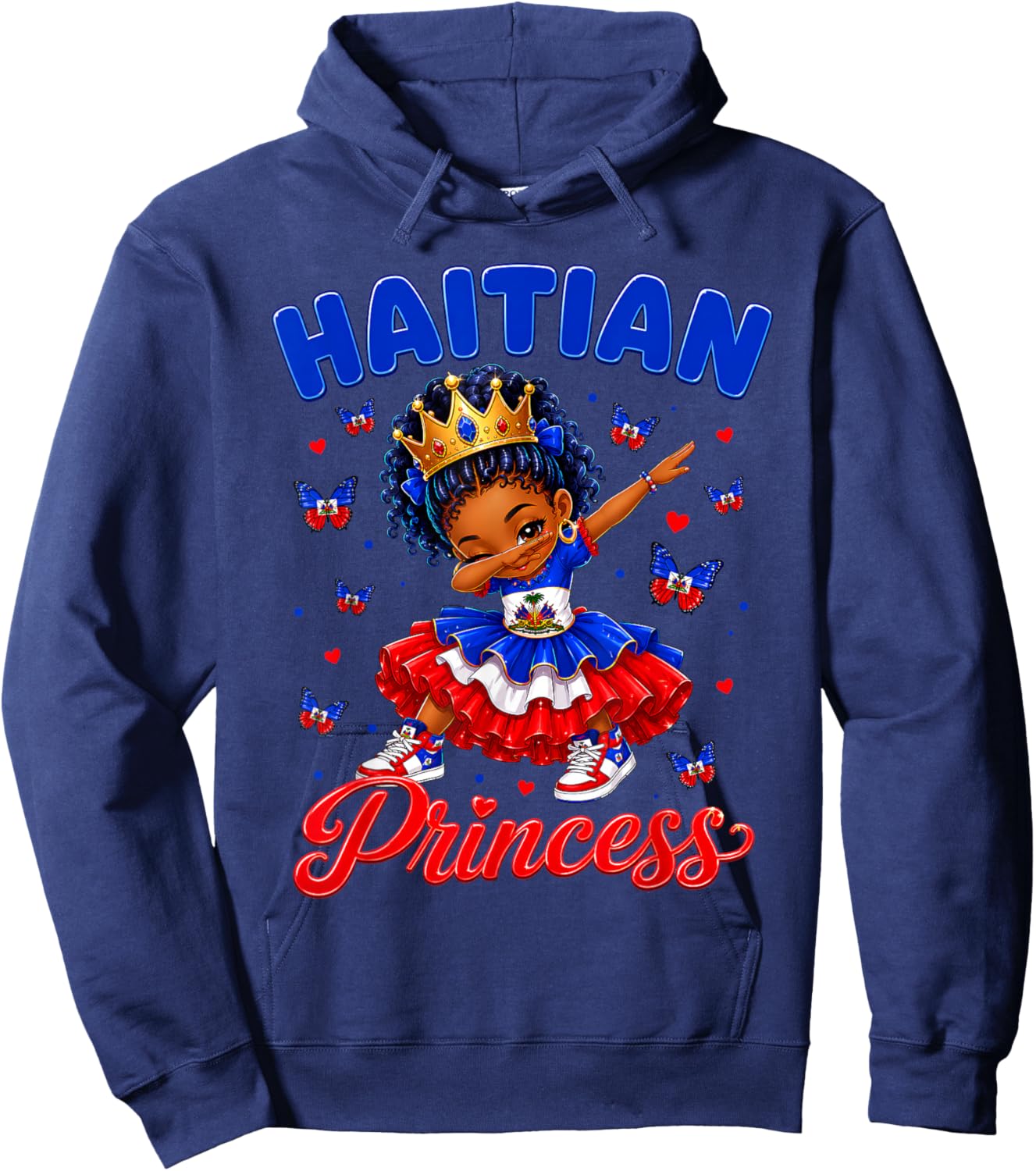 Haitian Princess Flag Day Cute Haiti Dab Girls Kids Toddler Hoodie - Hoodie | Navy