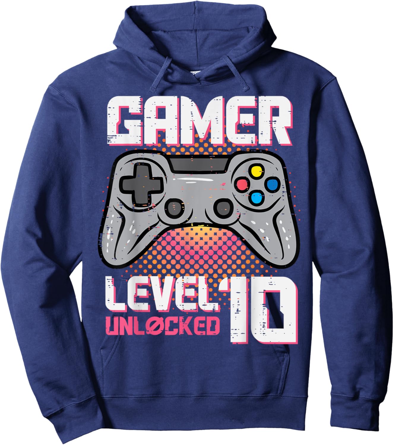 Gamer Birthday Level 10 Unlocked 10th Bday Party Boys Girls Hoodie - Hoodie | Navy