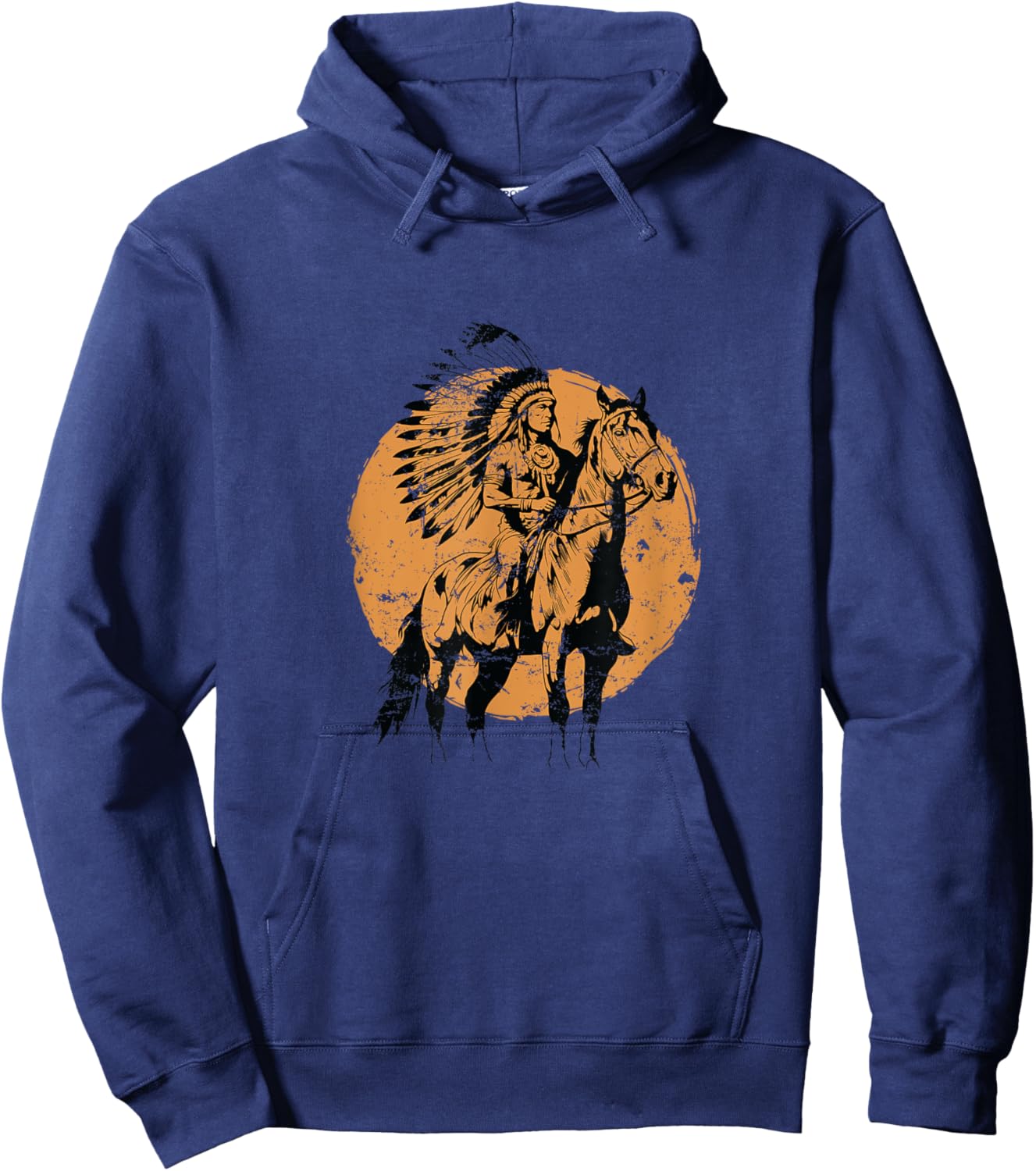 Native American on a Horse Hoodie - Hoodie | Navy