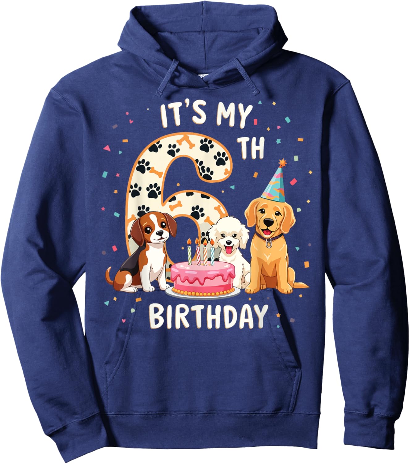 It's My 6th Birthday Dog Lover Theme 6 Years Old Puppy Dogs Hoodie - Hoodie | Navy