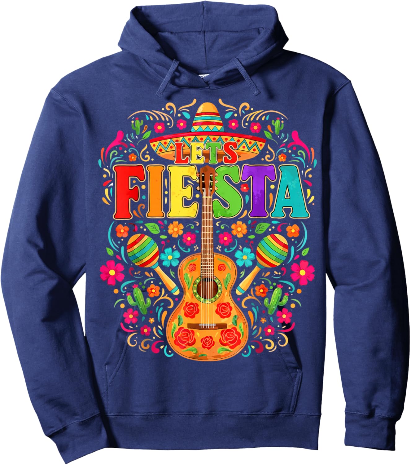 Mexican Lets Fiesta Guitar Cinco De Mayo Hoodie - Hoodie | Navy