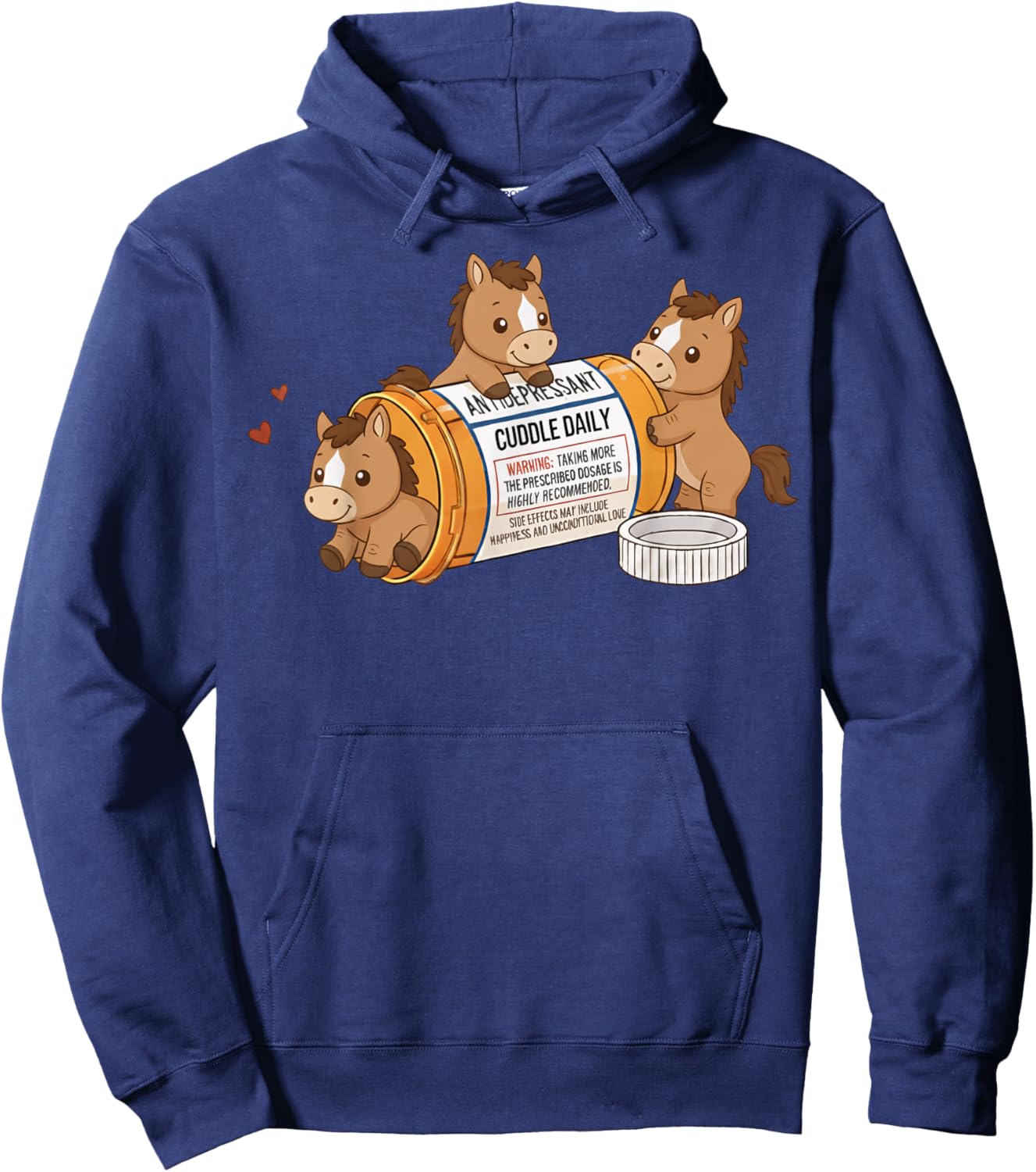 Funny Horse Anti Depressant Zoo Boys Girls Kids Hoodie - Hoodie | Navy