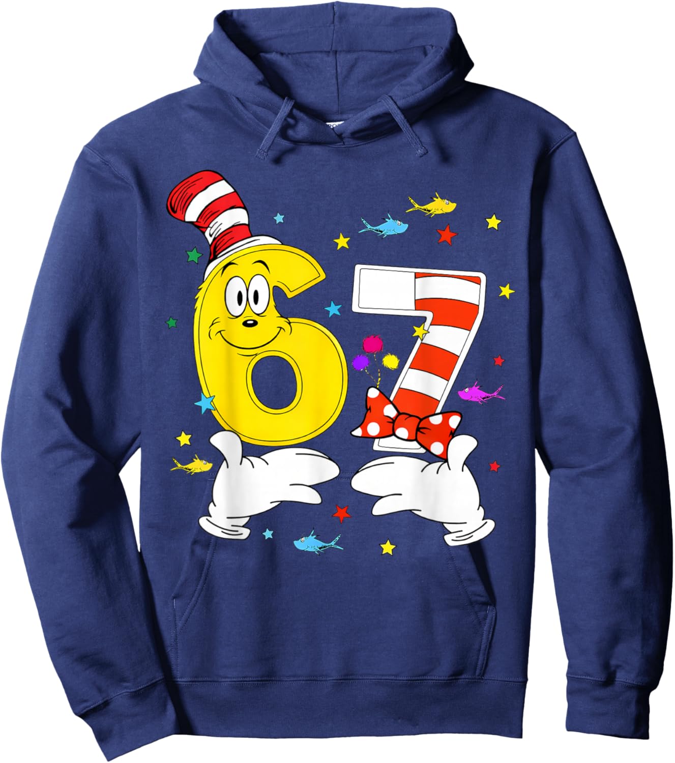 6 7 Meme Hands Six Seven Read Reading Day Book Lovers Kids Hoodie - Hoodie | Navy