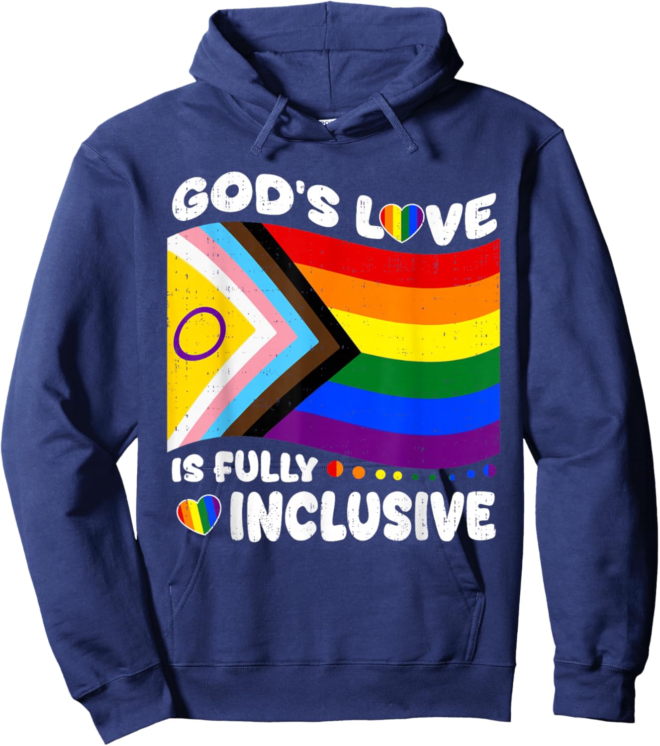 Gods Love Fully Inclusive Rainbow LGBTQ Gay Pride Christian Hoodie - Hoodie | Navy