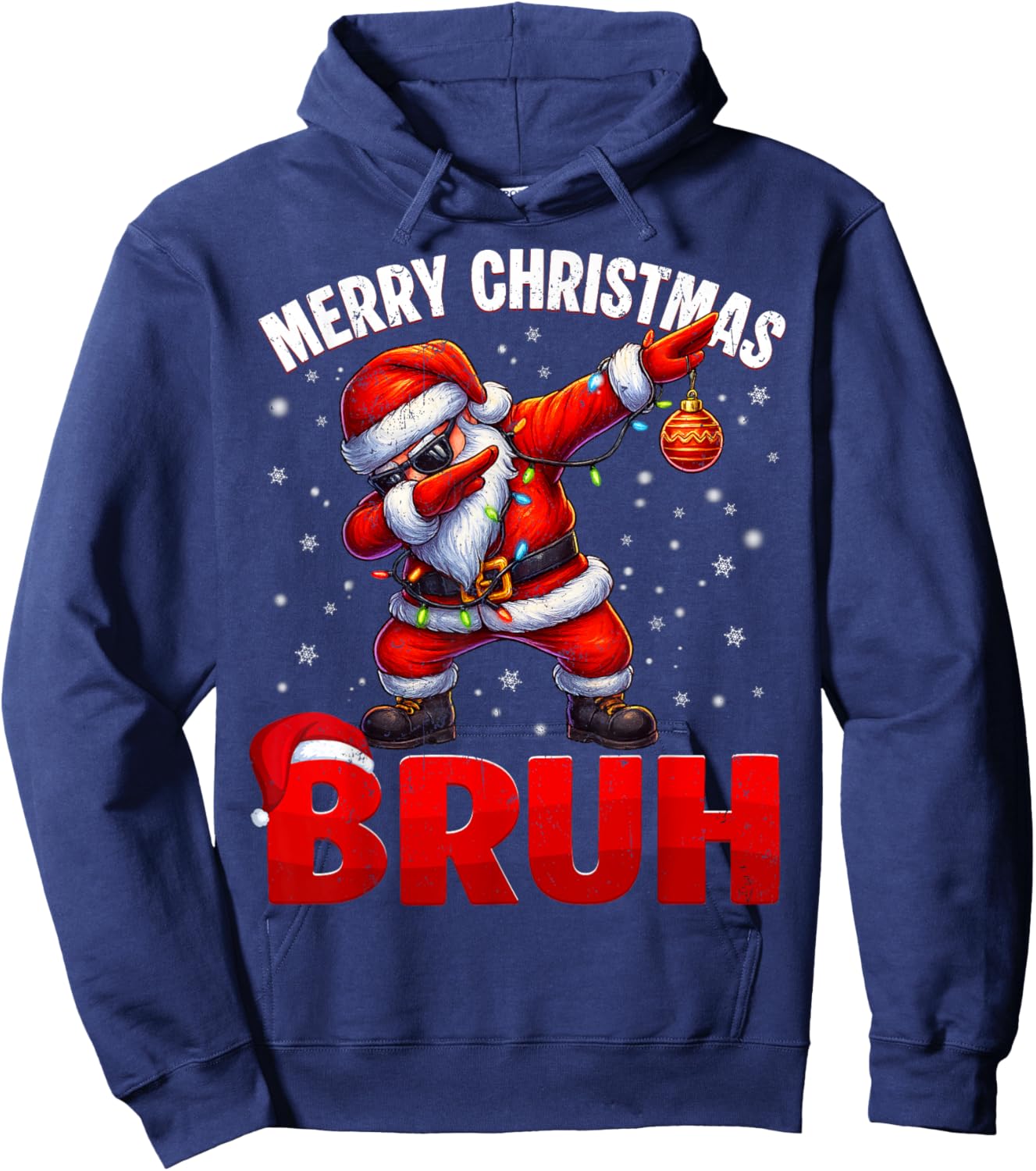 Bruh Merry Christmas Xmas Dabbing Santa Boys Kids Hoodie - Hoodie | Navy