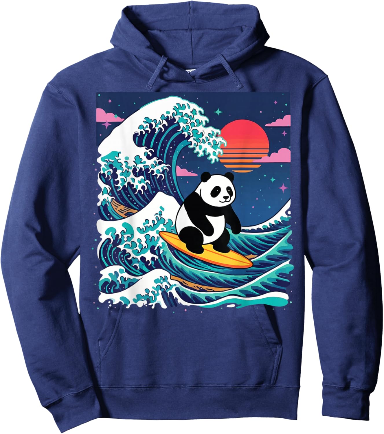 Panda Surfing Japanese Hoodie - Hoodie | Navy
