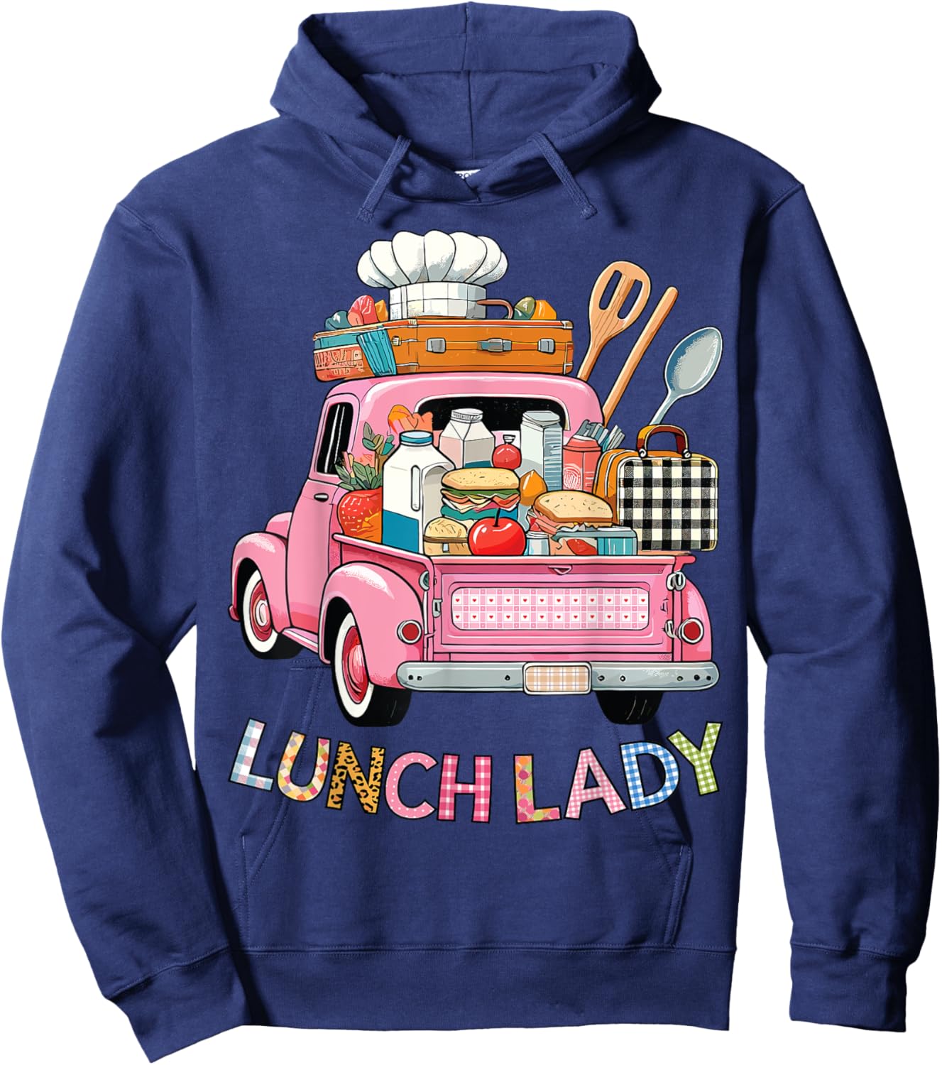 Cute Lunch Lady Truck Lunch Ladies Squad Cafeteria Crew Hoodie - Hoodie | Navy