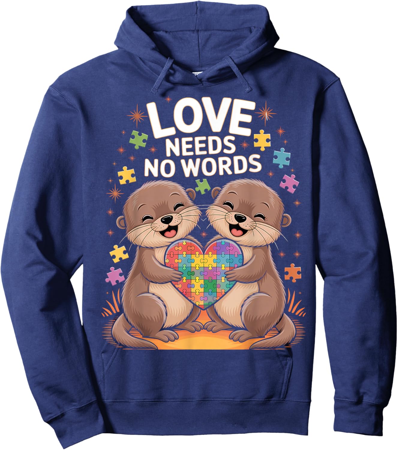 Autism Awareness Month Otter Acceptance Neurodiversity Hoodie - Hoodie | Navy