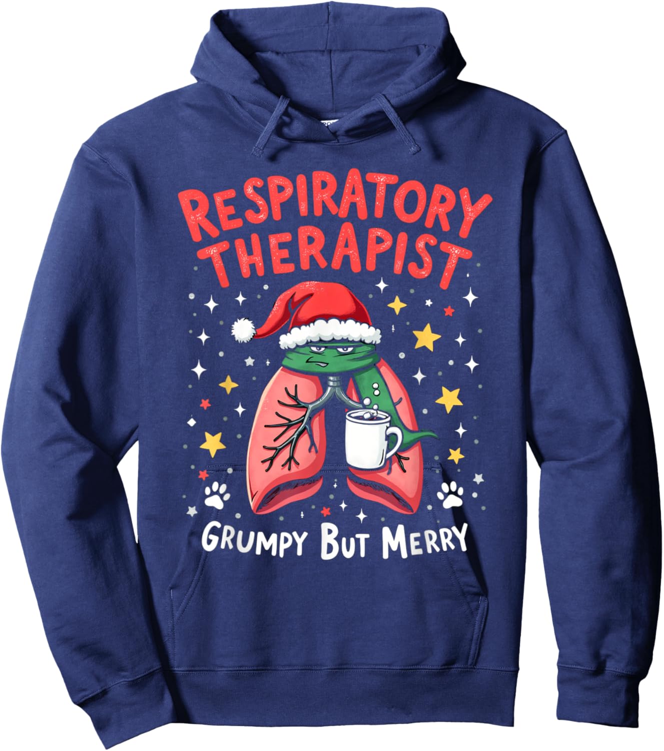 Respiratory Therapist Lung Grumpy But Merry Christmas Xmas Hoodie - Hoodie | Navy