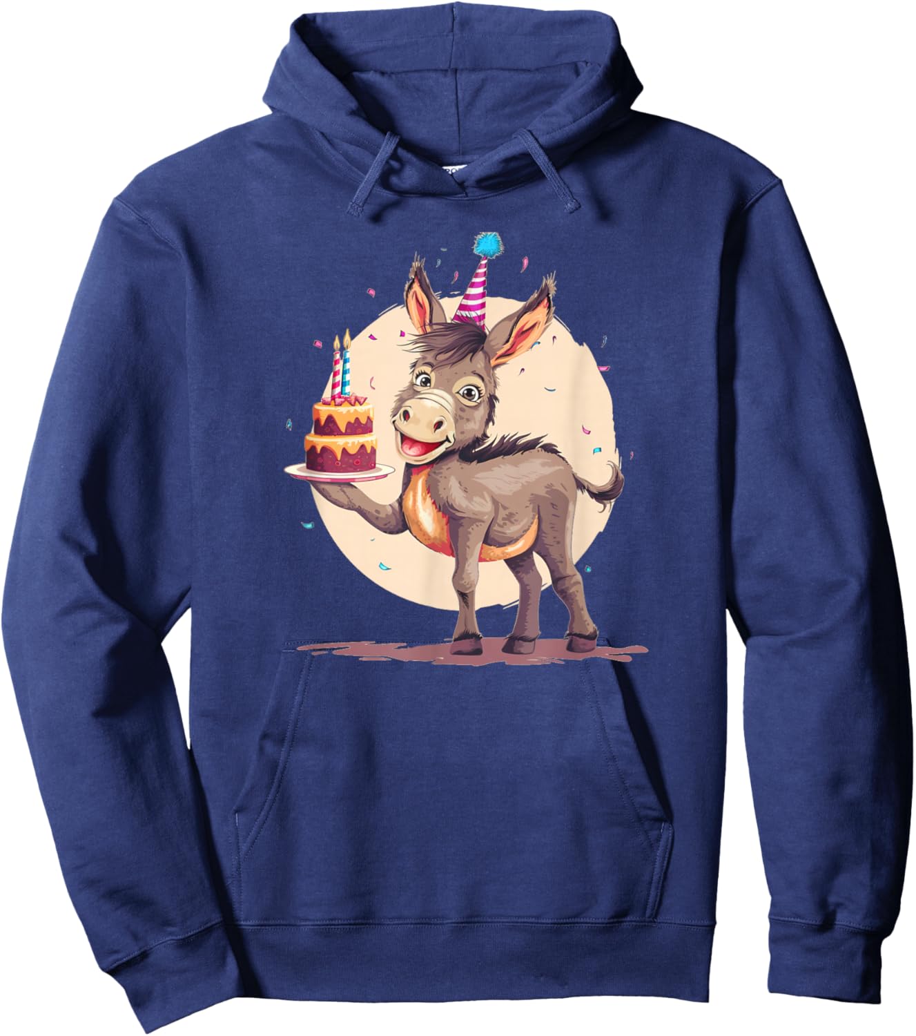 B-Day Donkey with Cake for Donkeys and Birthday Parties Hoodie - Hoodie | Navy