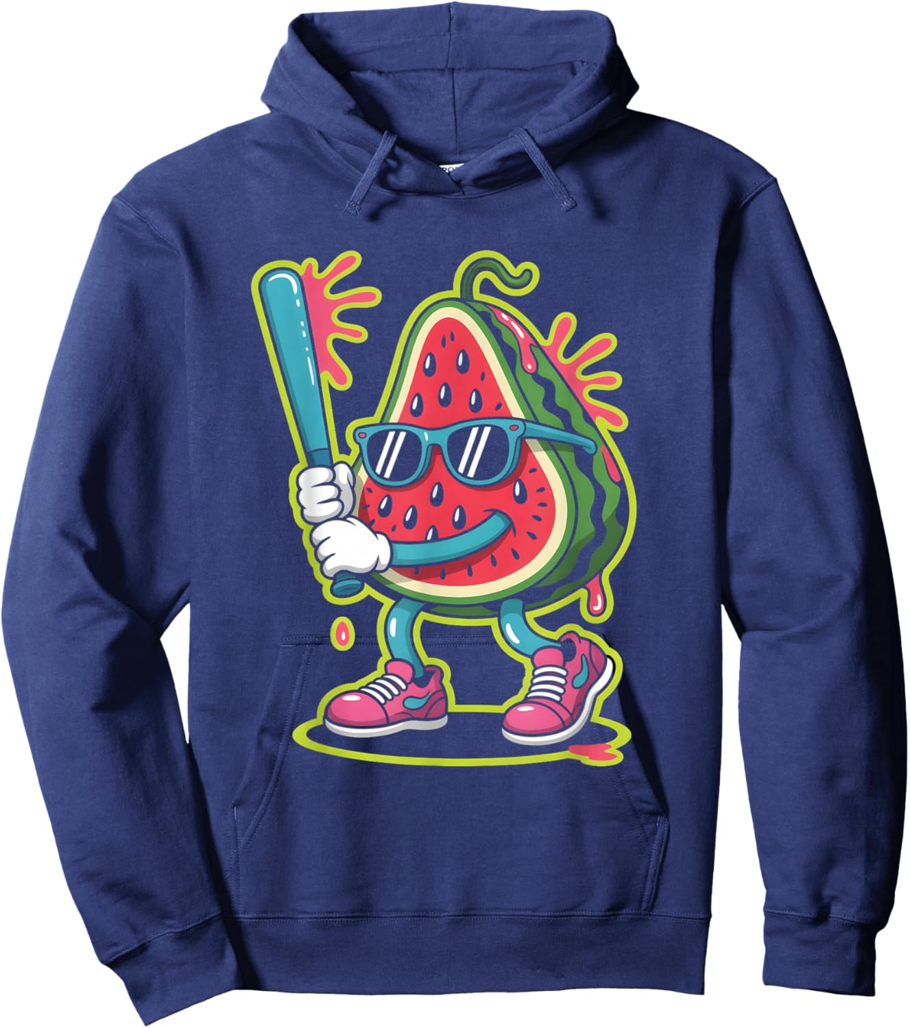 Watermelon Fruit Baseball Hoodie - Hoodie | Navy