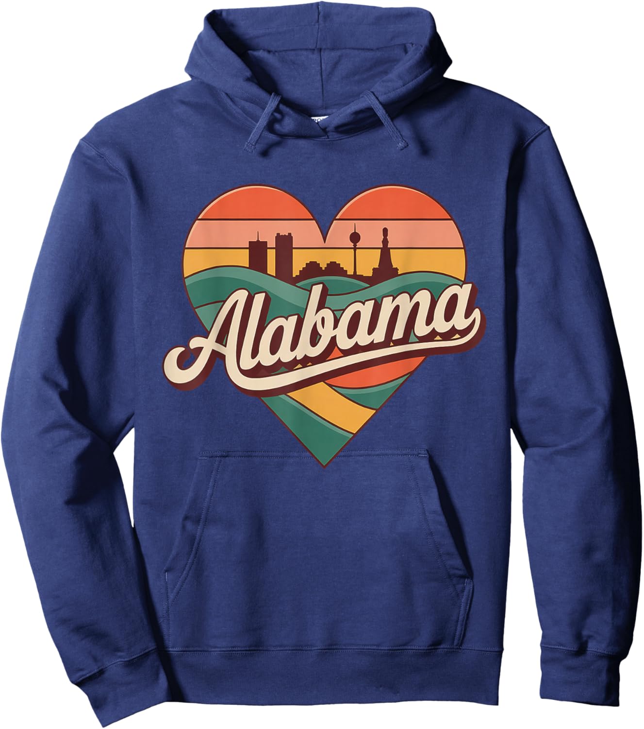 Alabama Vintage Heart - Retro Travel Souvenir Hoodie - Hoodie | Navy