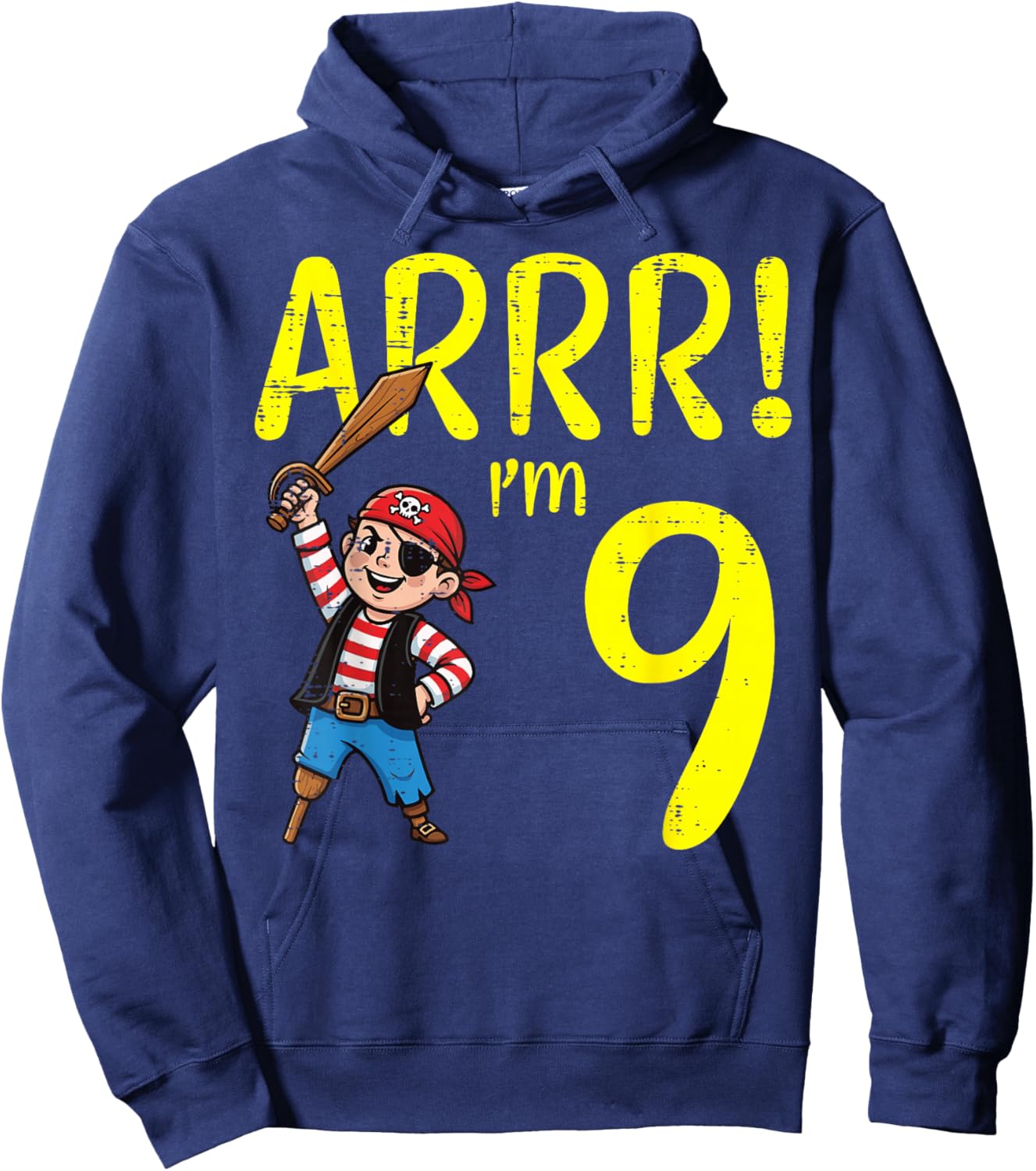 9th Birthday Pirate Arrr Im 9 Funny Bday Boys Kids Youth Hoodie - Hoodie | Navy
