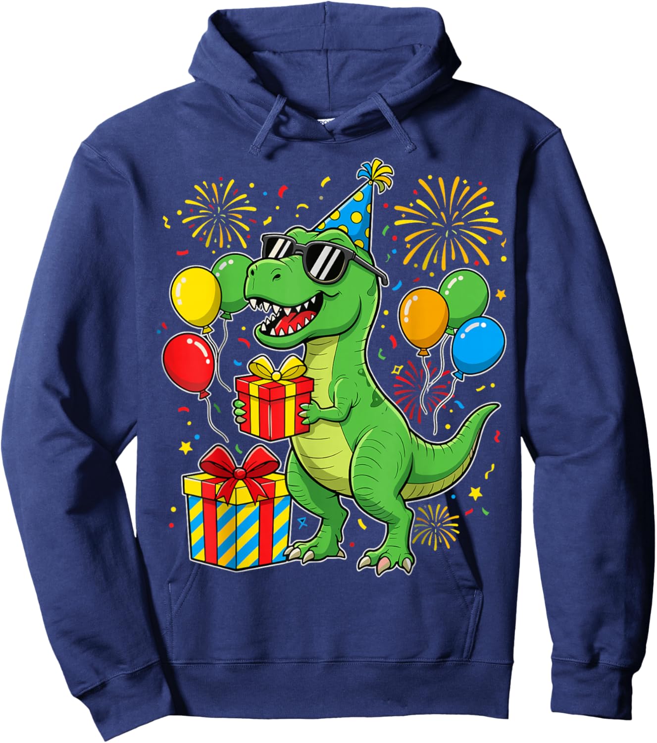 T-Rex Birthday Party Dinosaur Hoodie - Hoodie | Navy