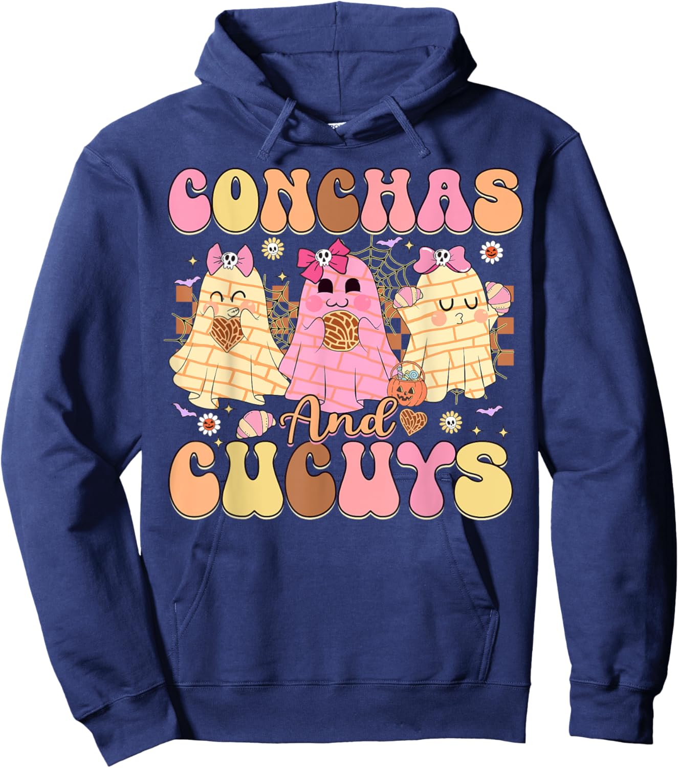 Conchas and Cucuys Mexican Coquette Ghost Halloween Hoodie - Hoodie | Navy