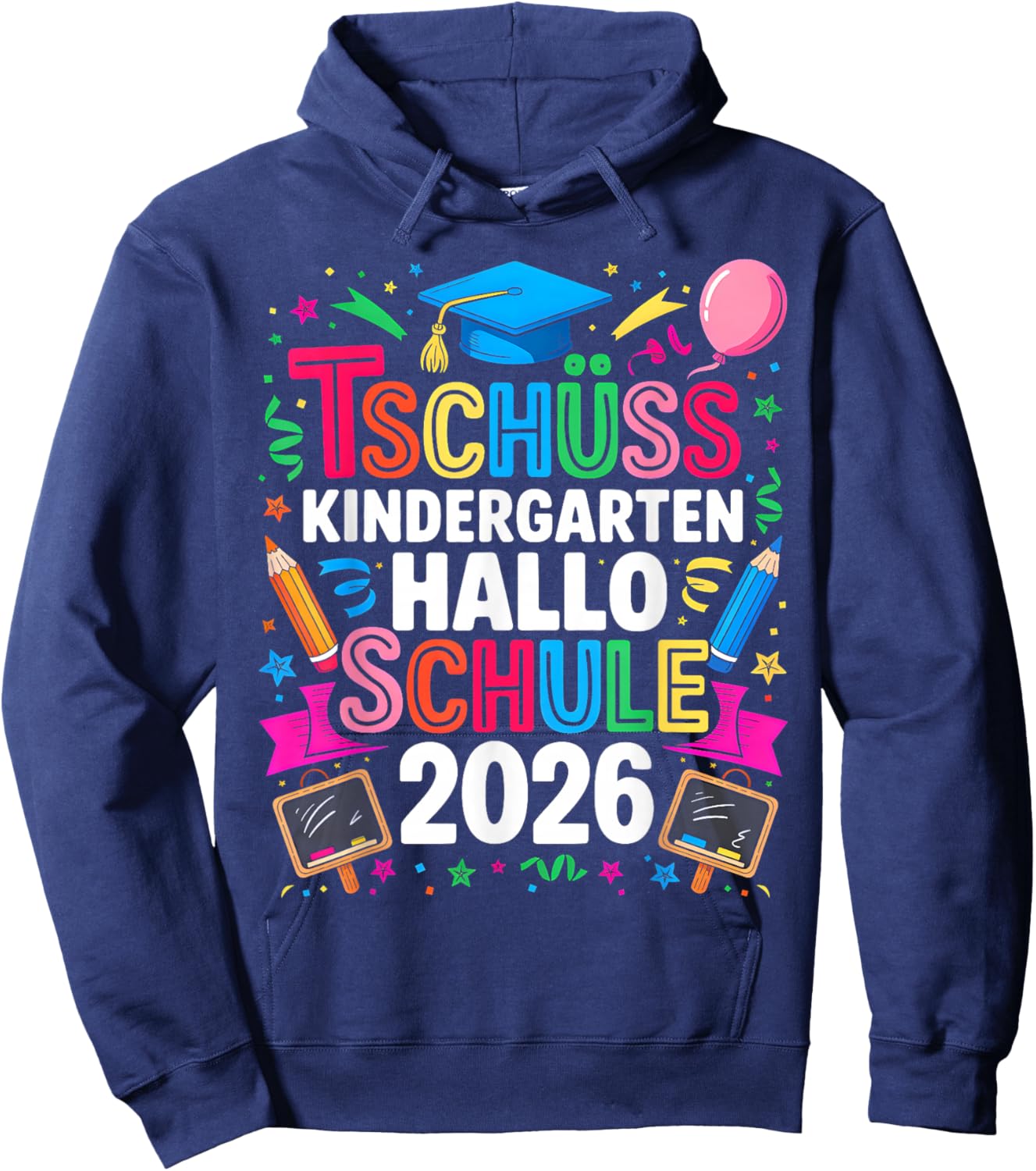 Tschüss Kindergarten Hallo Schule 2026 Schulkind 2026 Kinder Hoodie - Hoodie | Navy