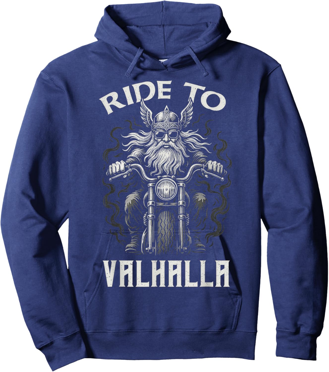 Ride to Valhalla Viking Biker Odin Norse Motorcycle Art Hoodie - Hoodie | Navy
