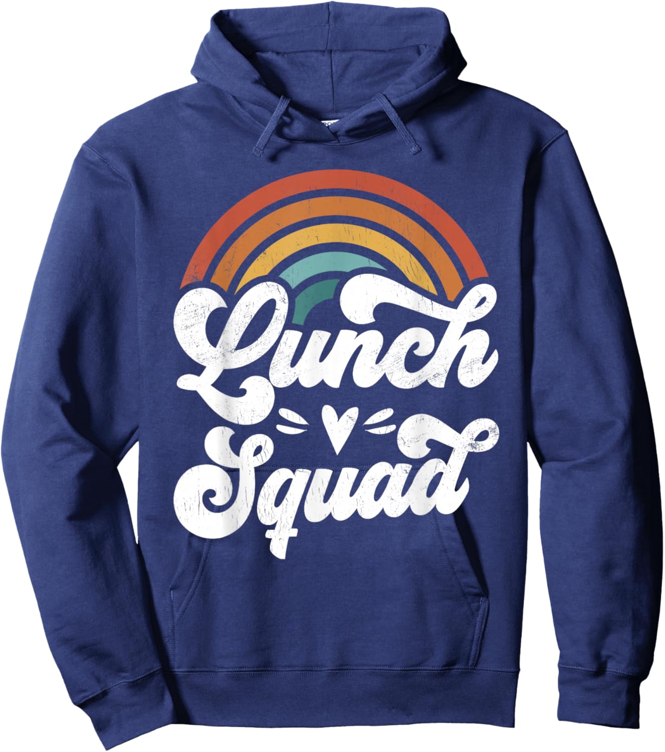 Cafeteria Manager Retro Groovy Rainbow Matching Lunch Worker Hoodie - Hoodie | Navy