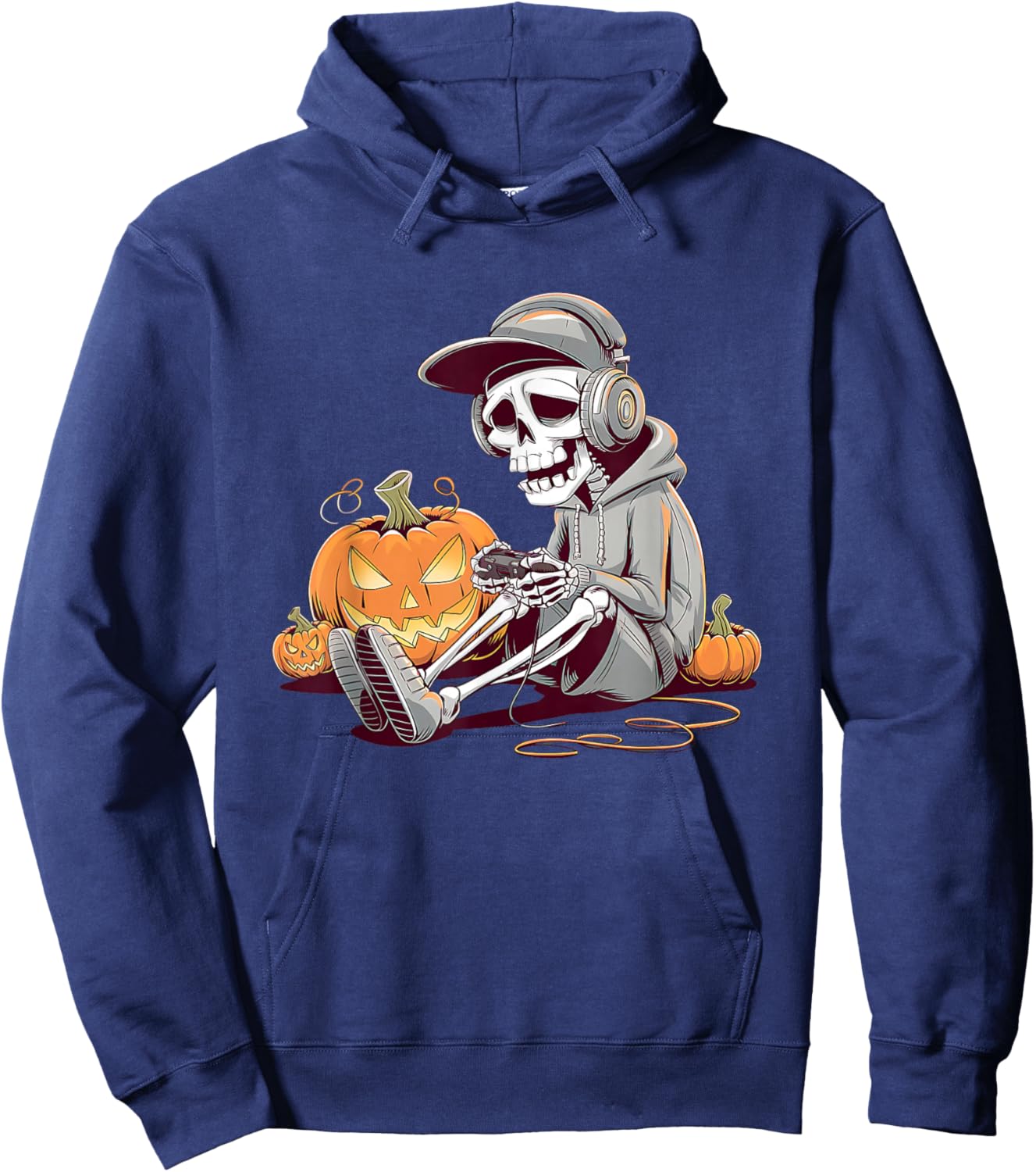 Halloween Skeleton Gamer Video Gaming Boys Men Kids Hoodie - Hoodie | Navy