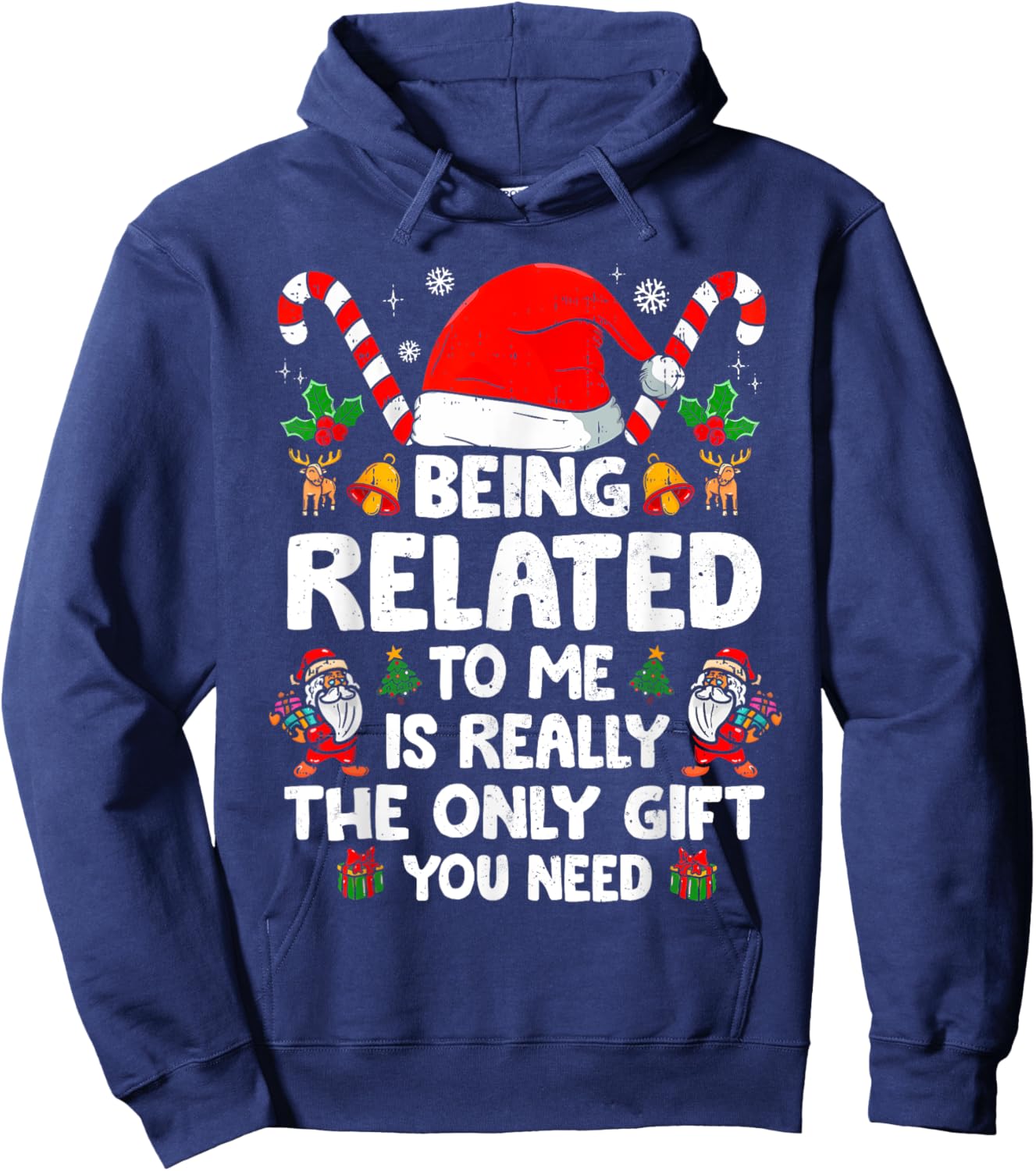 Being Related To Me Funny Christmas Family Xmas Pajamas Hoodie - Hoodie | Navy