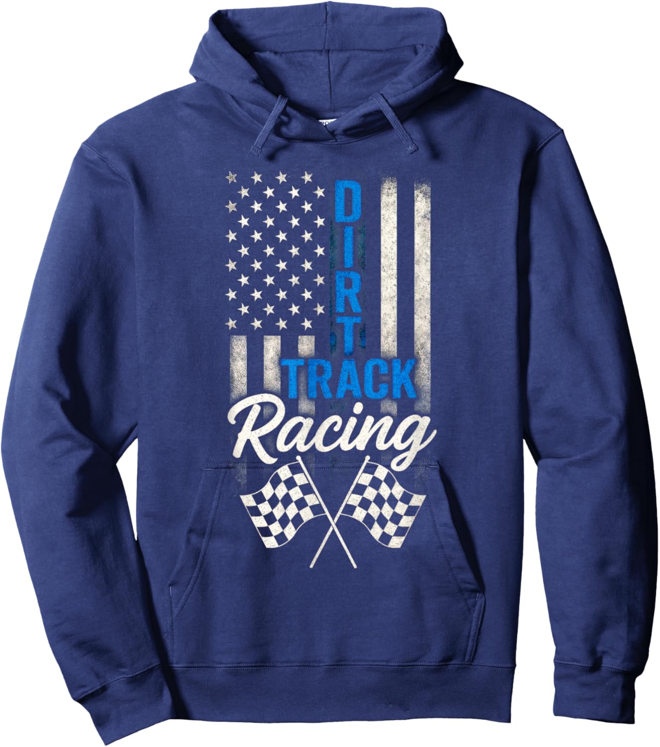 Dirt Track Racing - USA Flag Sprint Car Driver Hoodie - Hoodie | Navy