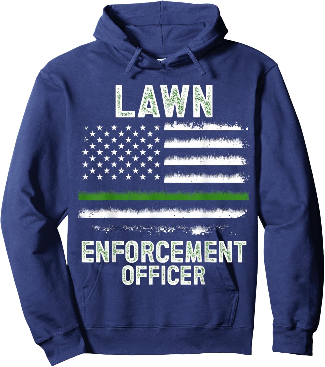 Gardening Lawn Mower American Flag Lawn Enforcement Officer Hoodie - Hoodie | Navy