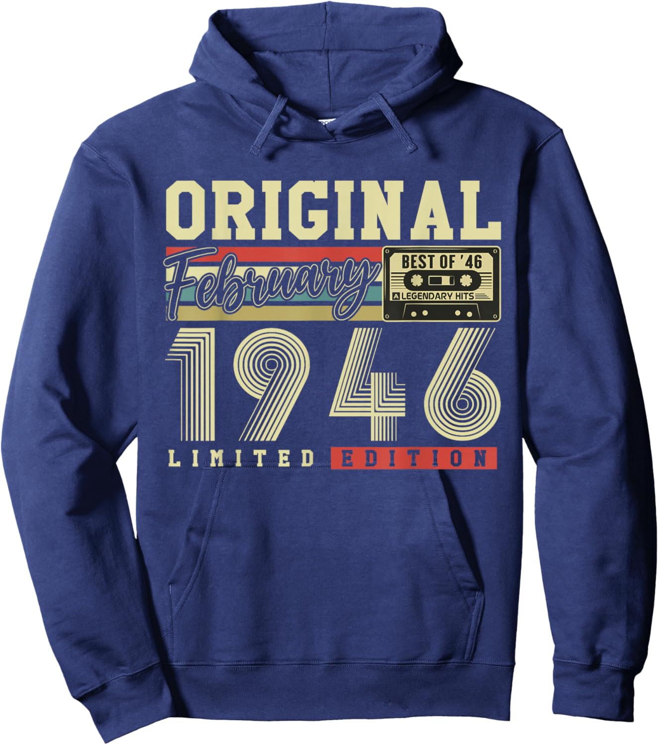 Original February 1946 Gift Vintage Birthday 80 Years Hoodie - Hoodie | Navy