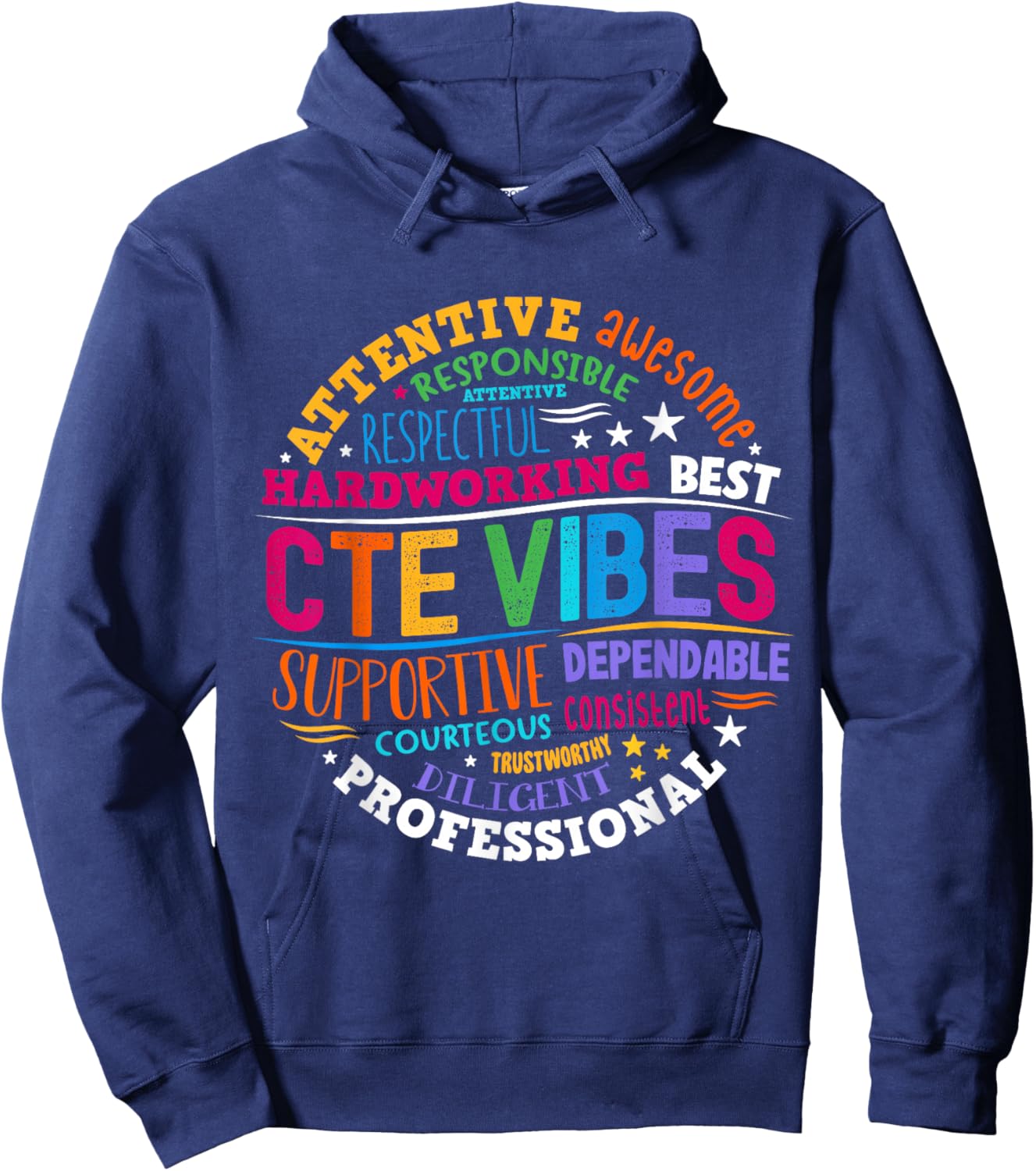 Groovy CTE Vibes Teacher Back To School Teachers Students Hoodie - Hoodie | Navy