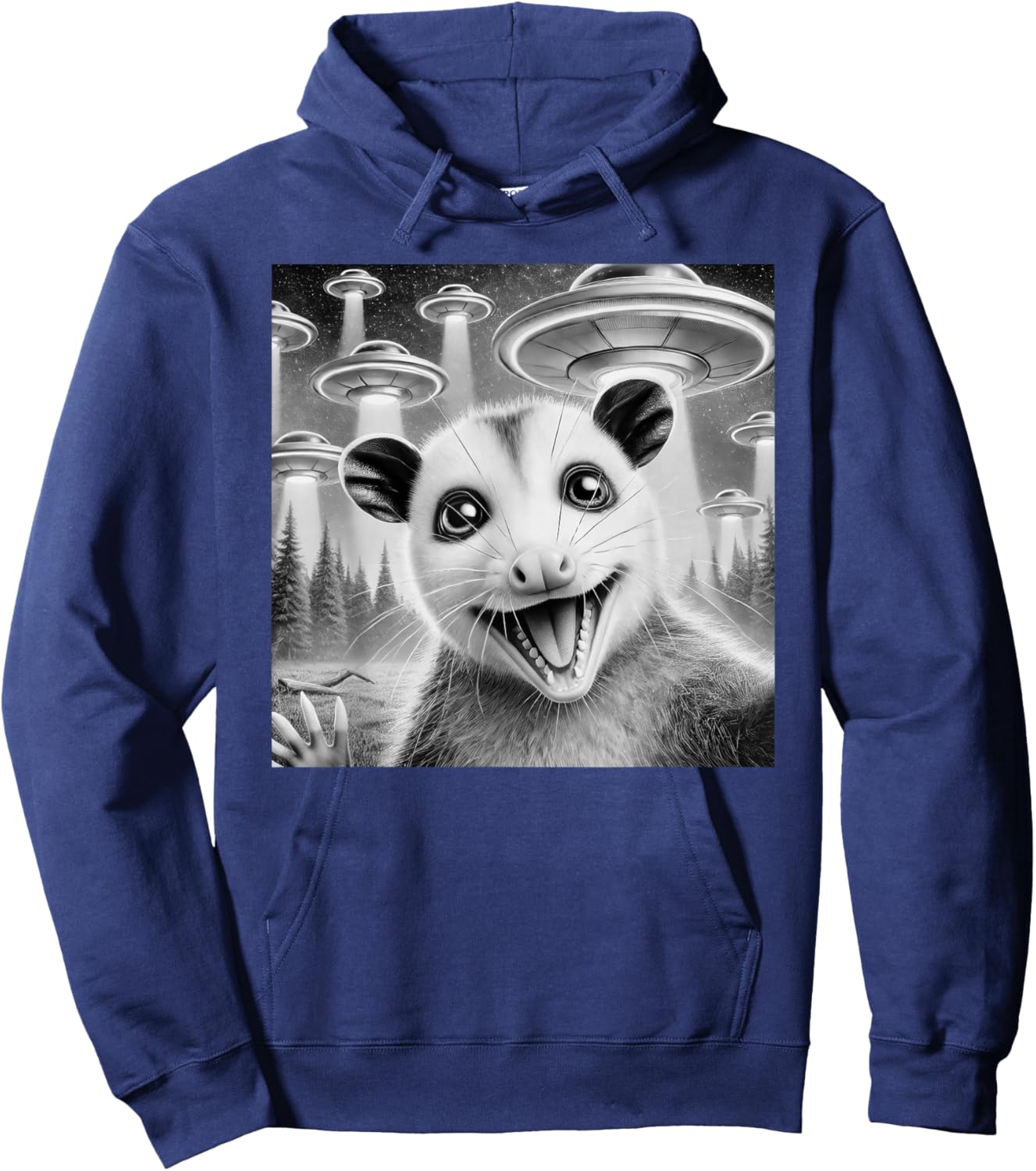 Opossum Selfie With Alien UFO Meme Men Women Kids Hoodie - Hoodie | Navy