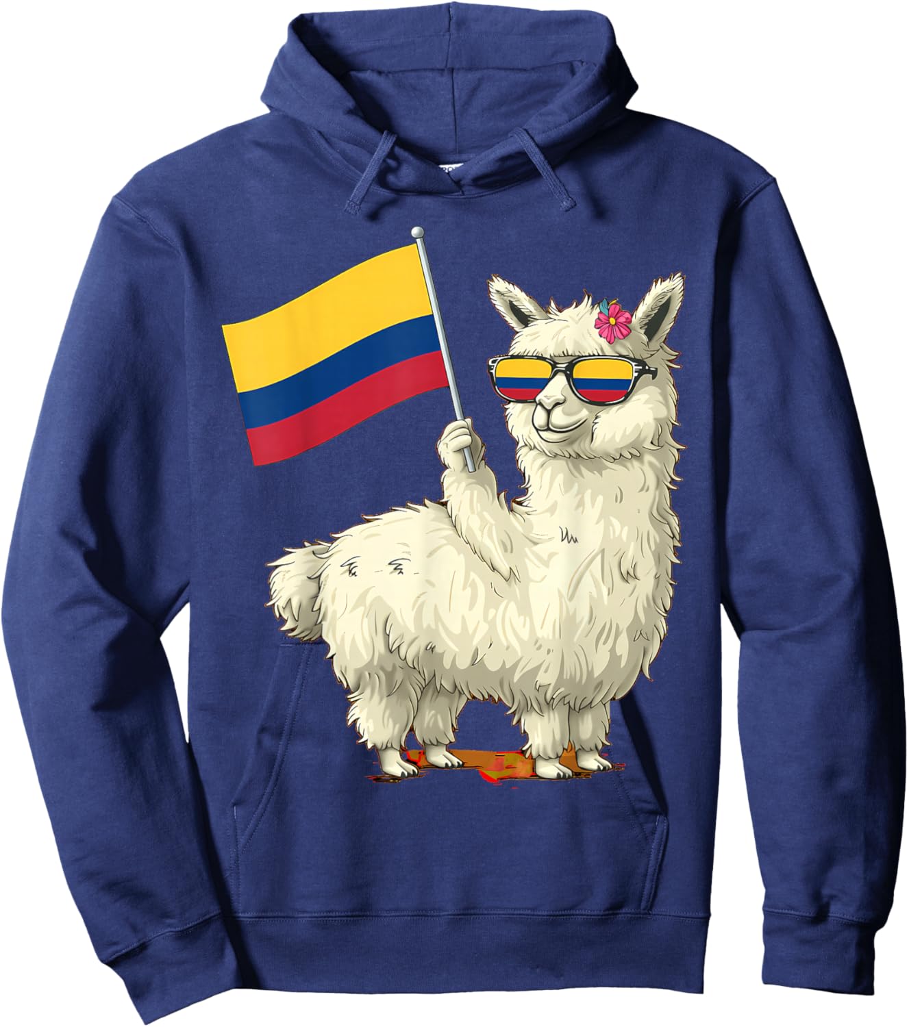 Colombia Flag Llama Colombian Flag Alpaca Colombian Roots Hoodie - Hoodie | Navy