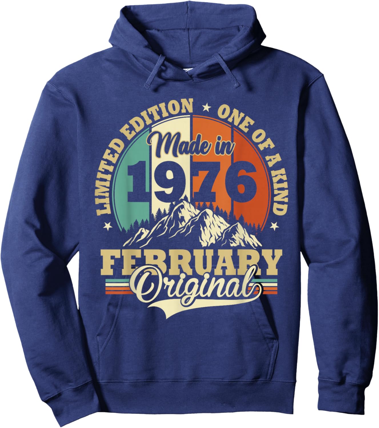 Vintage February 1976 Humor Gift Birthday 50 Years Hoodie - Hoodie | Navy