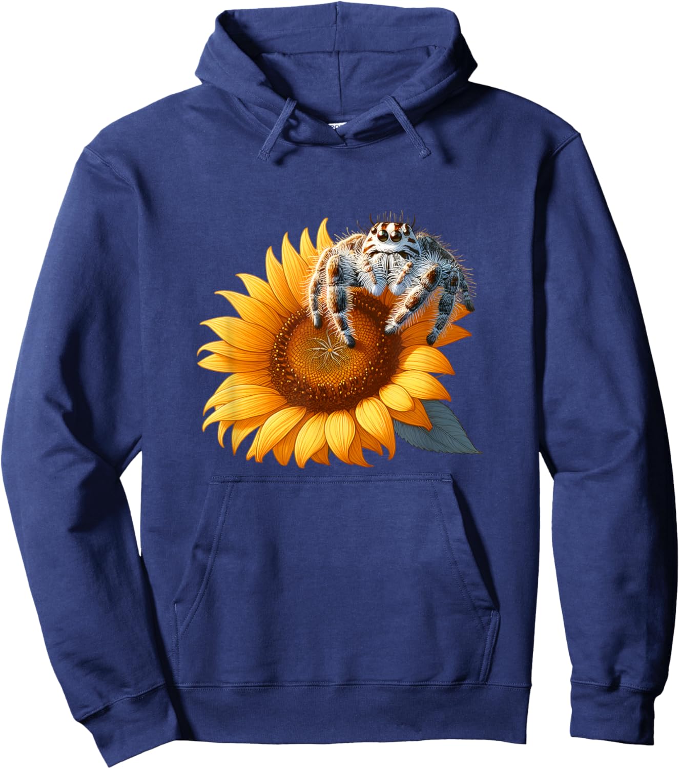 Jumping Spider on a Sunflower Hoodie - Hoodie | Navy