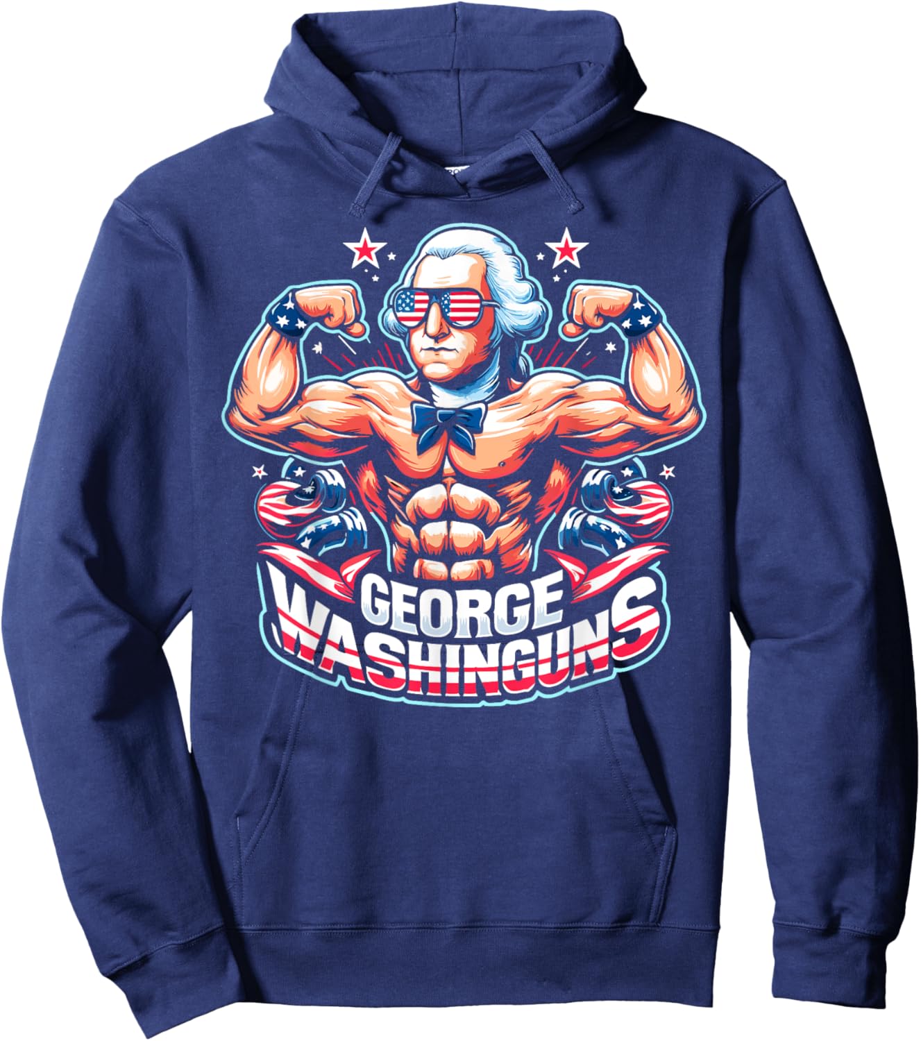 George Washinguns 4th of July George Washington Funny Gym Hoodie - Hoodie | Navy