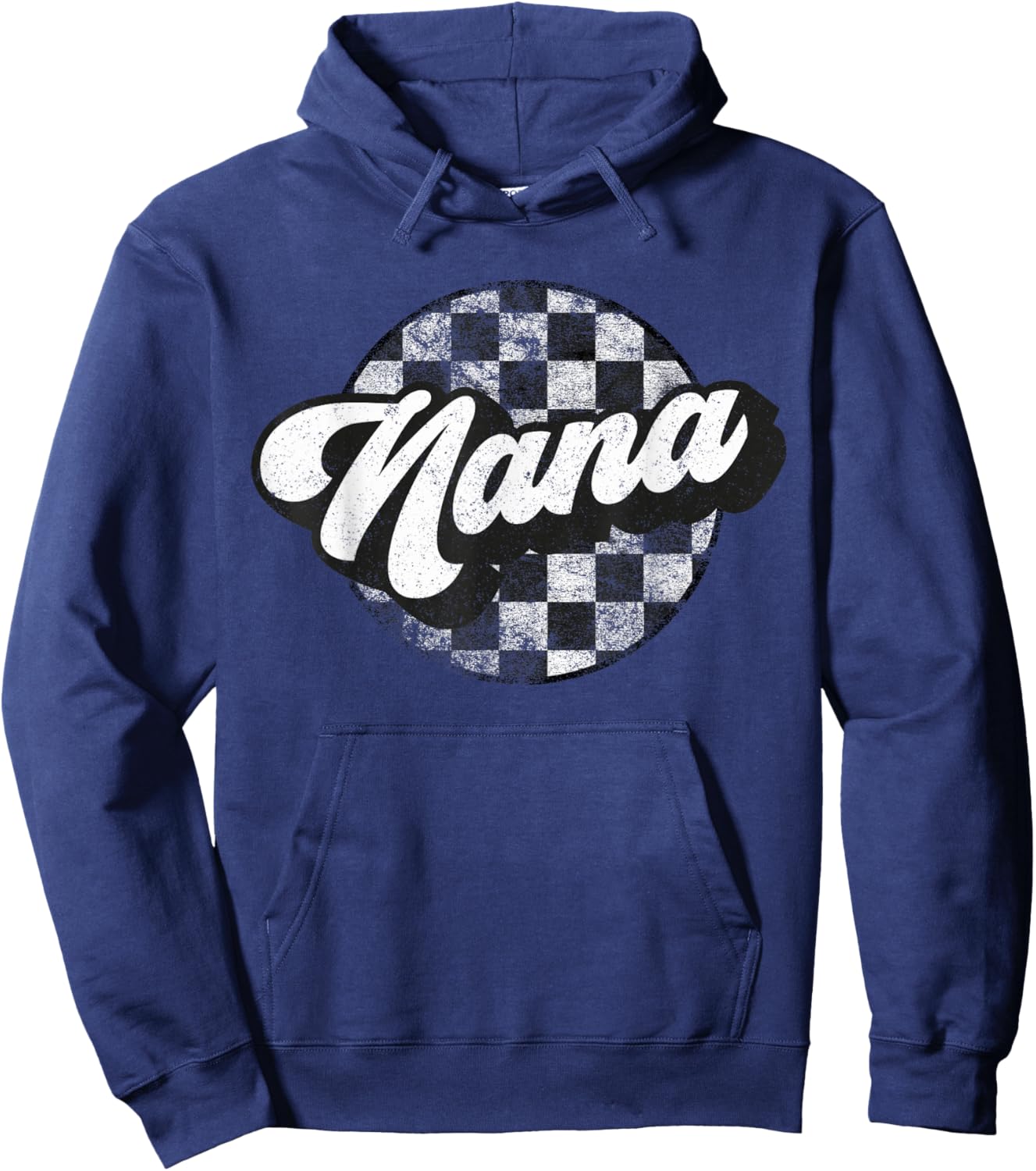 Funny Retro Checkered Nana Race Vintage Matching Family Hoodie - Hoodie | Navy