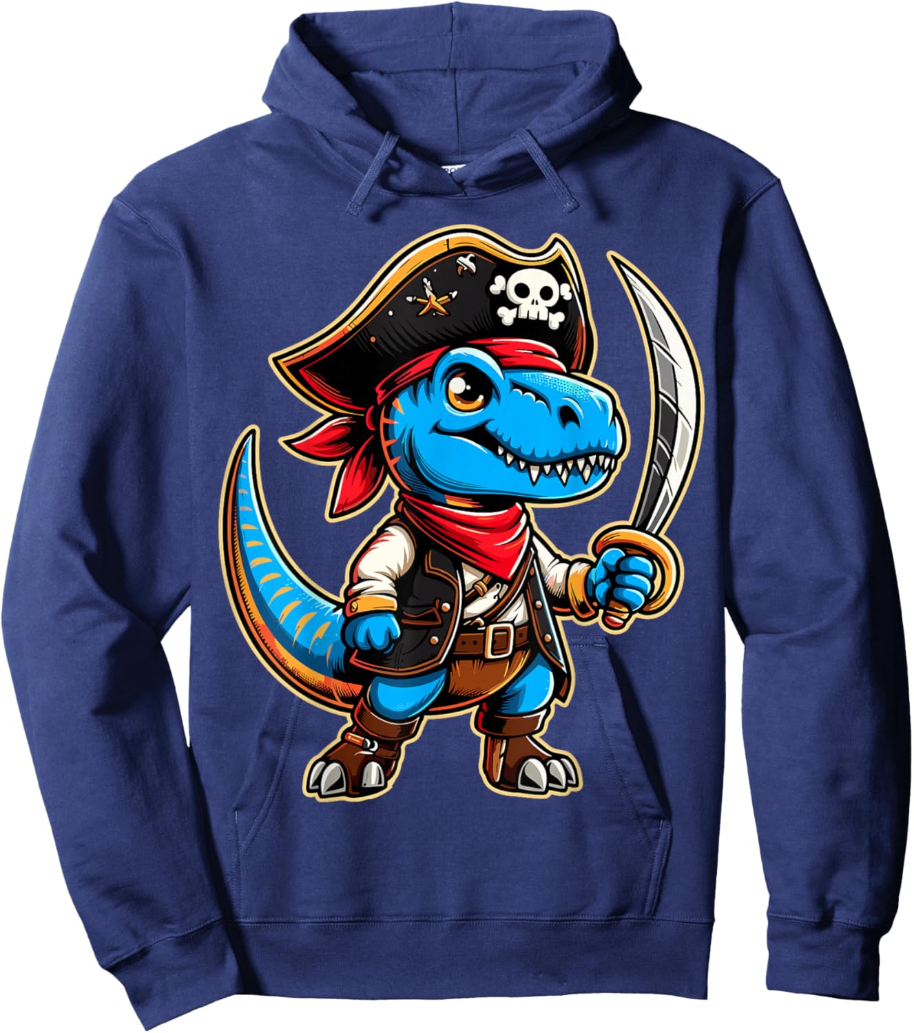Pirate Dinosaur T Rex Kids Halloween Hoodie - Hoodie | Navy