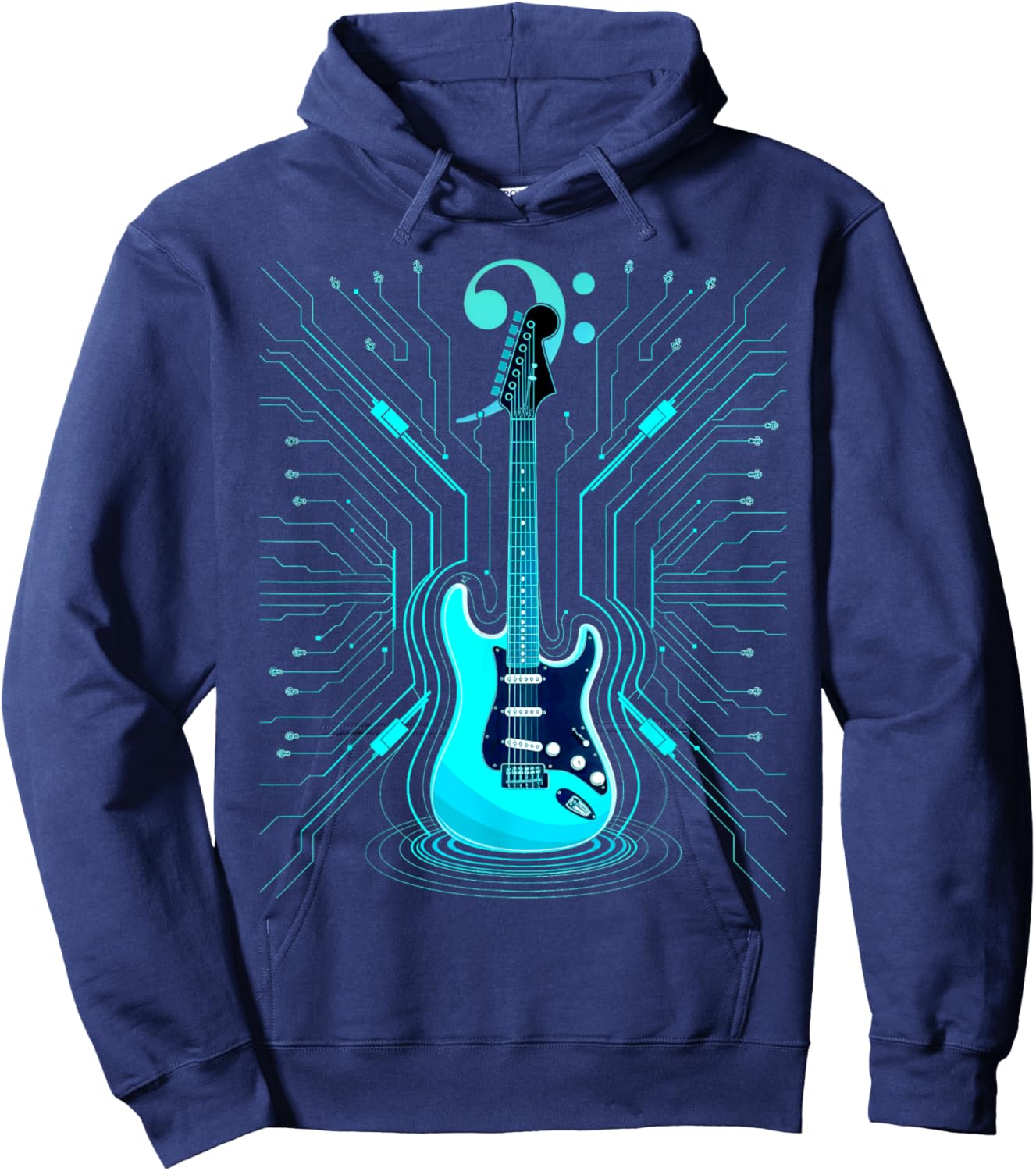 Bass with Clef for Bassists & Bass Player Hoodie - Hoodie | Navy