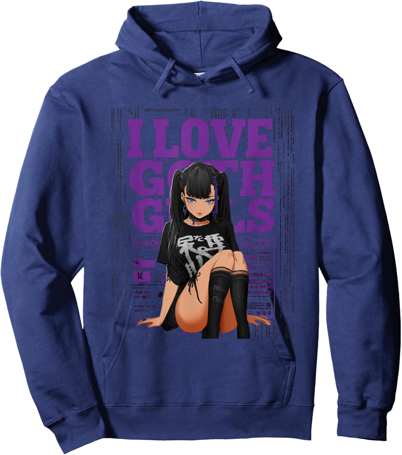 I Love Goth Girls – Titelseite für Herren, Gothic, Anime, Goth Lover Hoodie - Hoodie | Navy